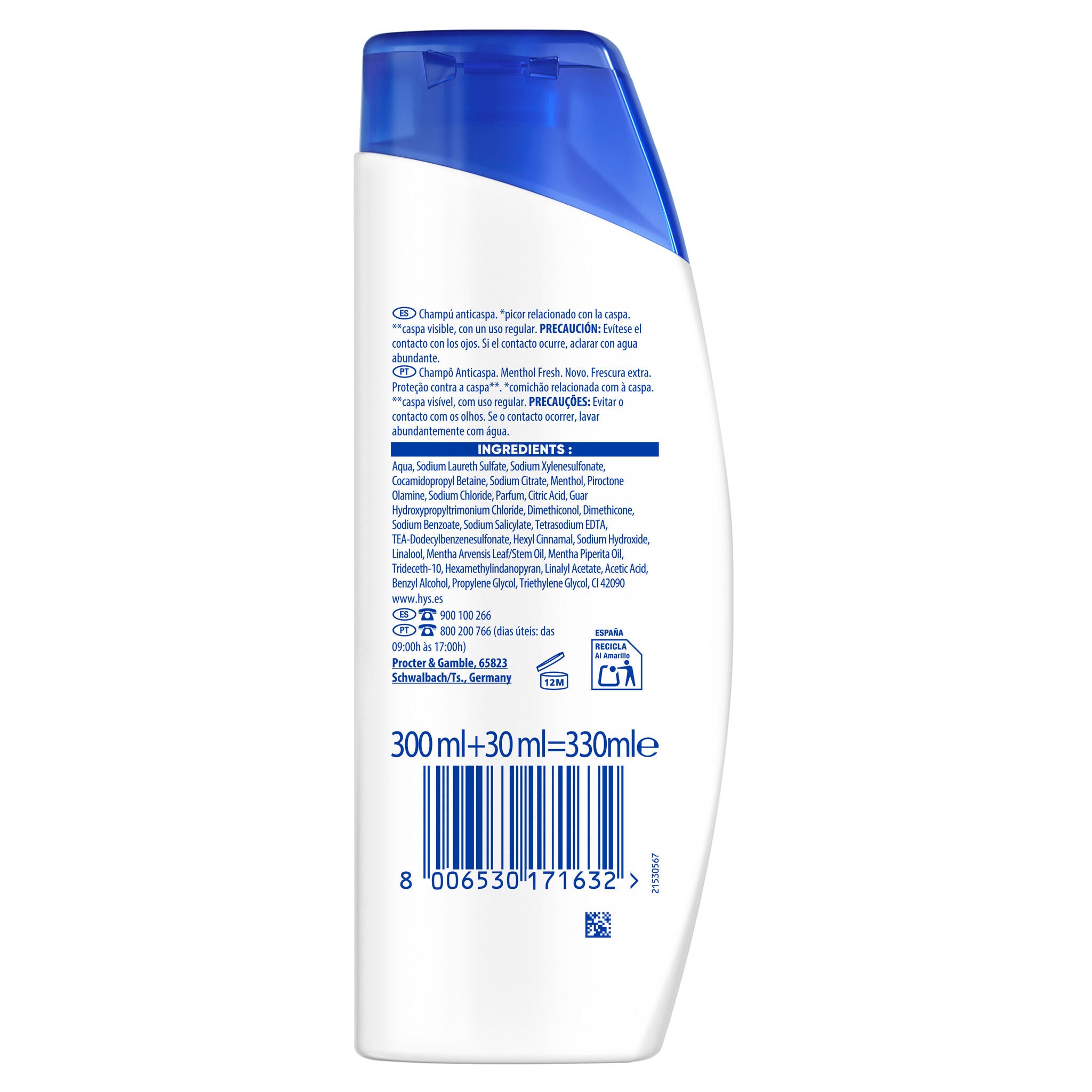 Champú anticaspa menthol H&S 300+30ml