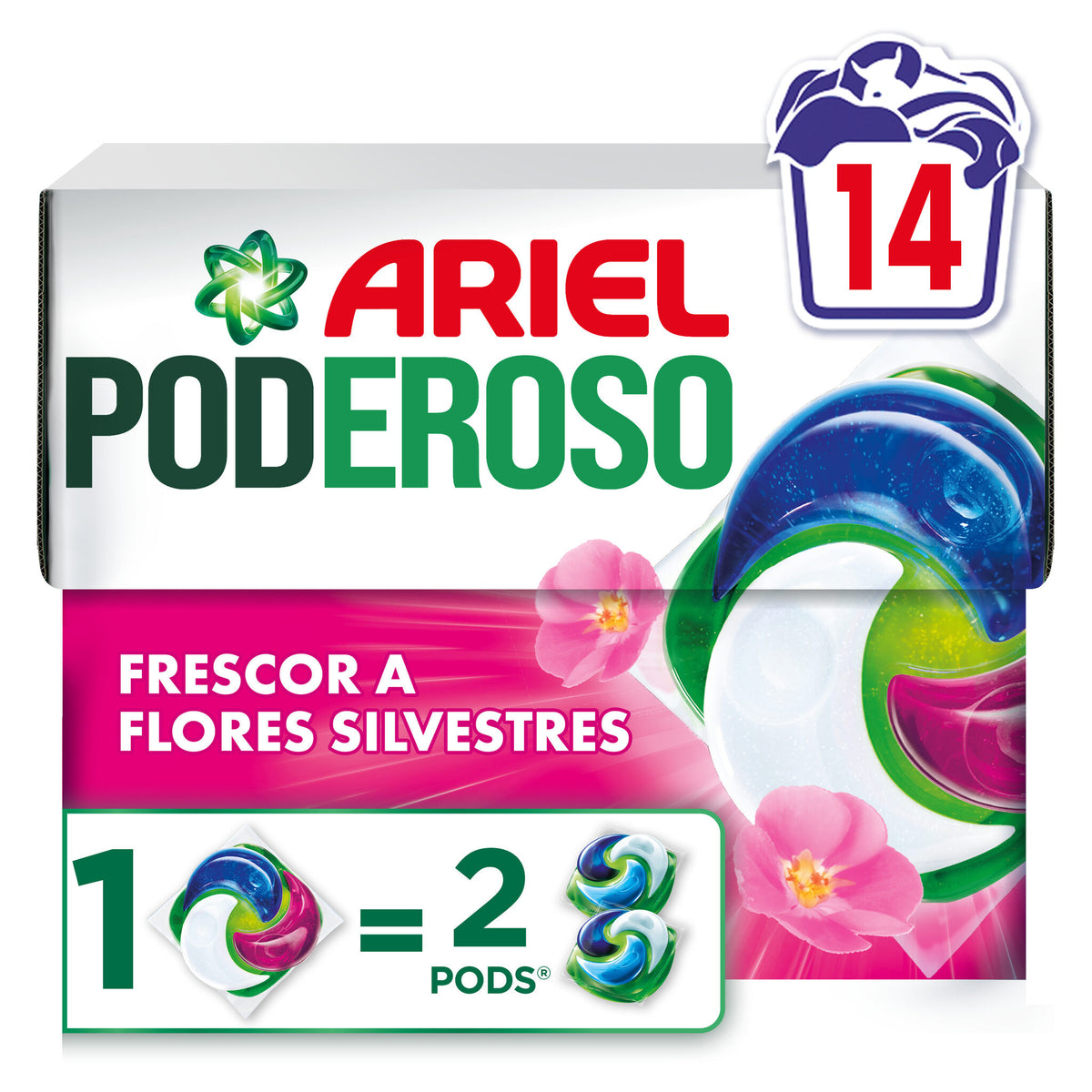 Detergente cápsulas poderoso sensaciones Ariel 14d