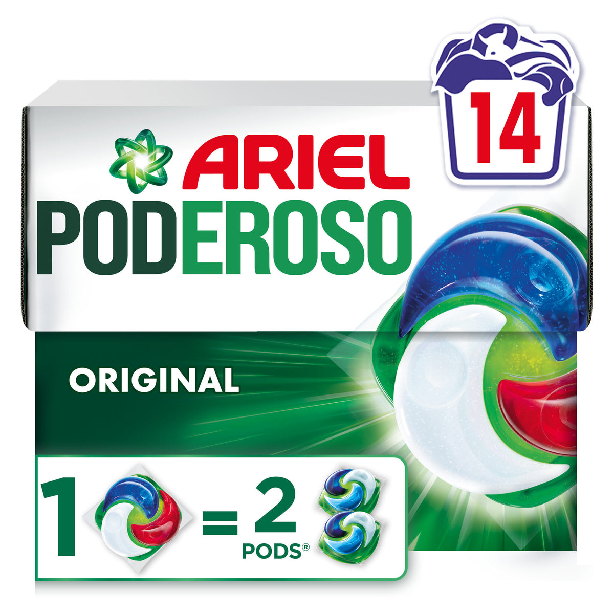 Detergente cápsulas poderoso original Ariel 14d