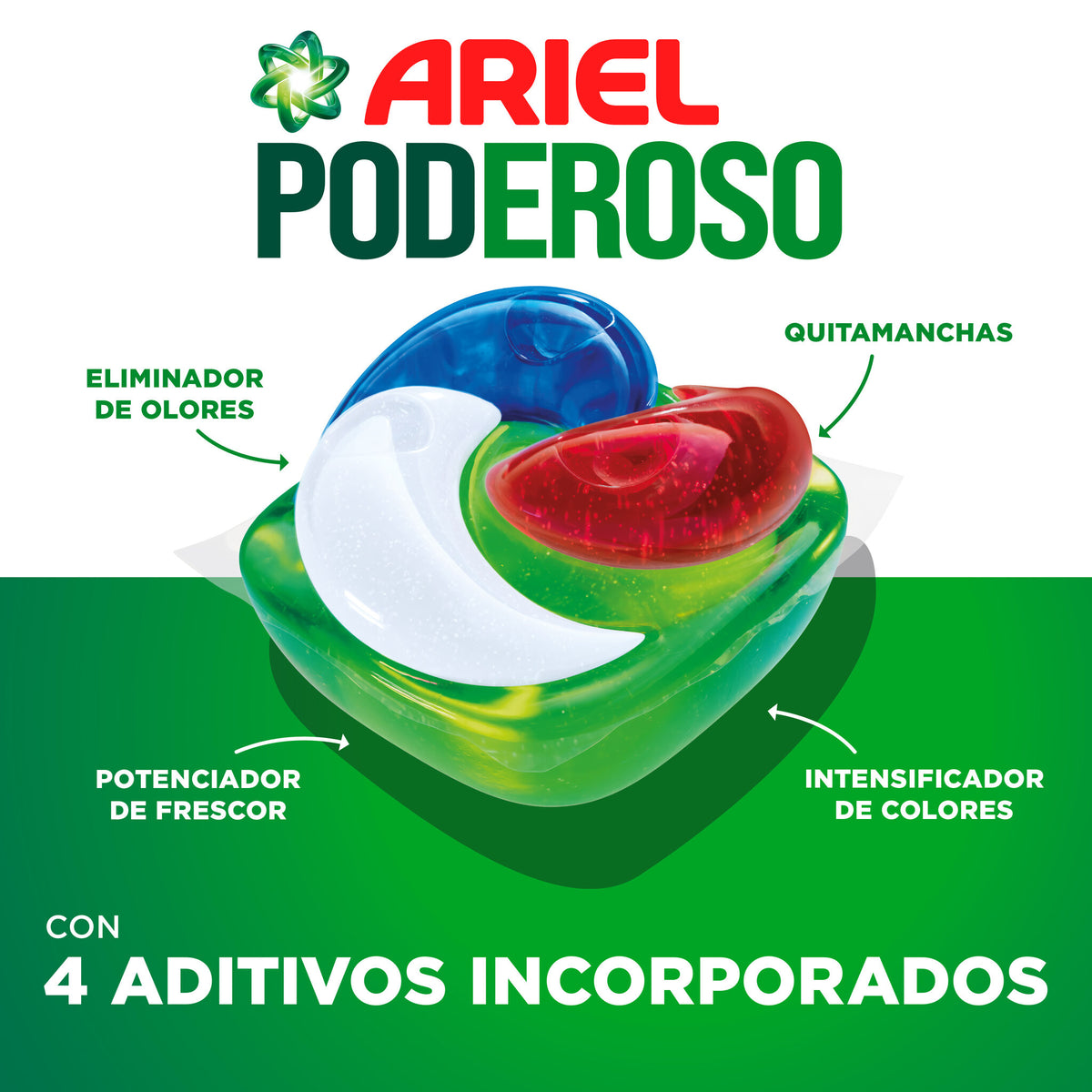 Detergente cápsulas poderoso original Ariel 14d