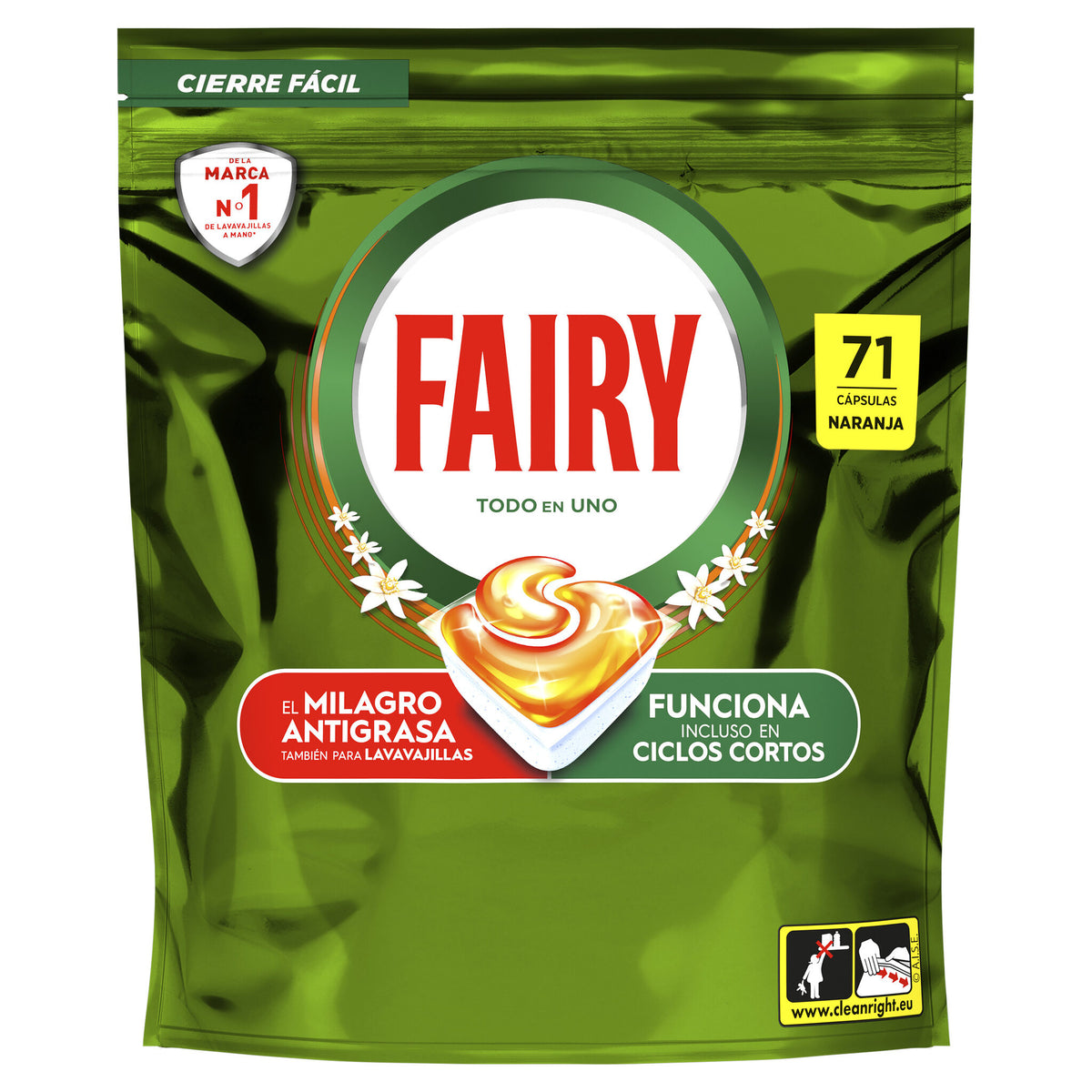 Lavavajillas cápsulas fresh naranja Fairy 71d