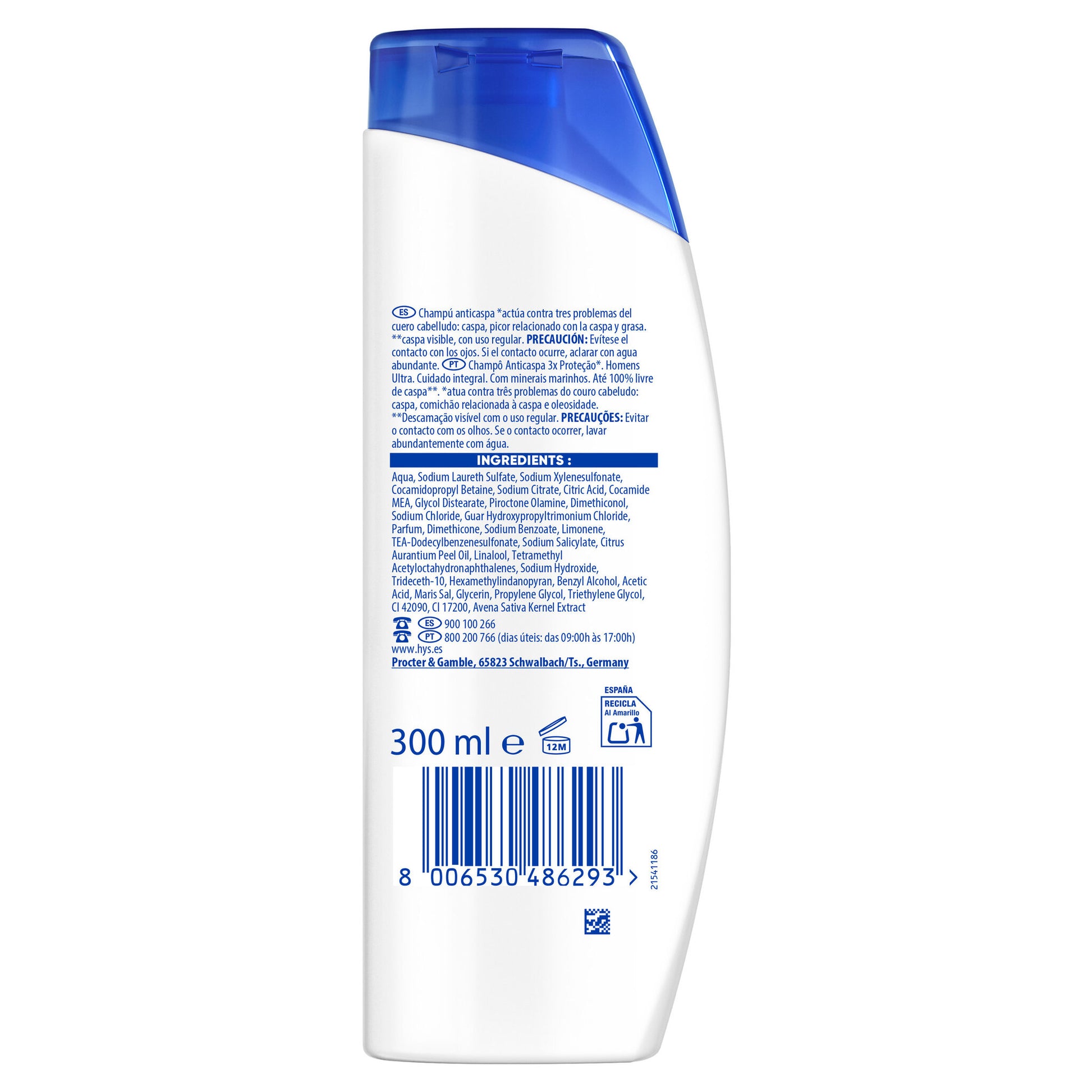 Champú anticaspa total care men H&s 300ml