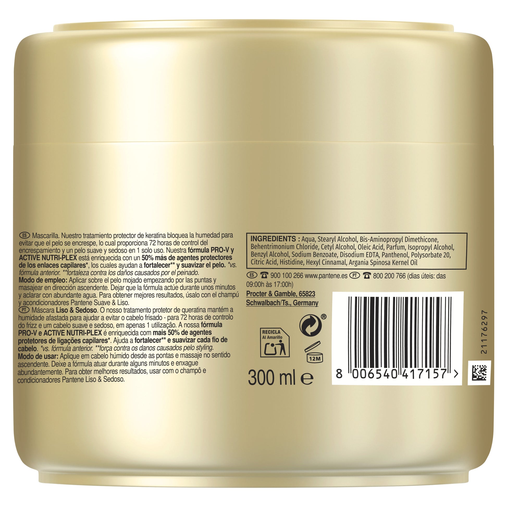 Mascarilla suave/liso Pantene 300ml