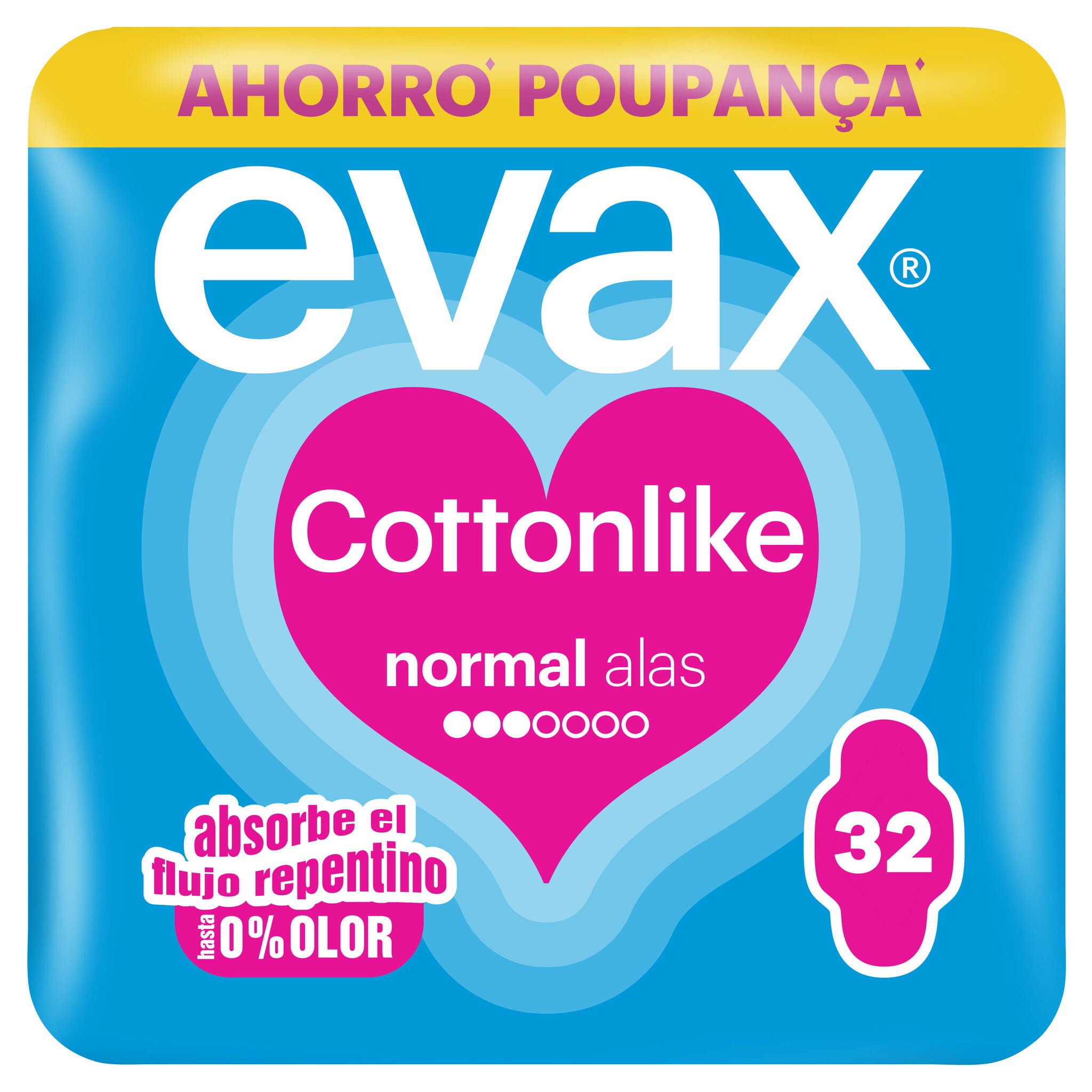 Compresas alas normal Evax cottonlike 32u