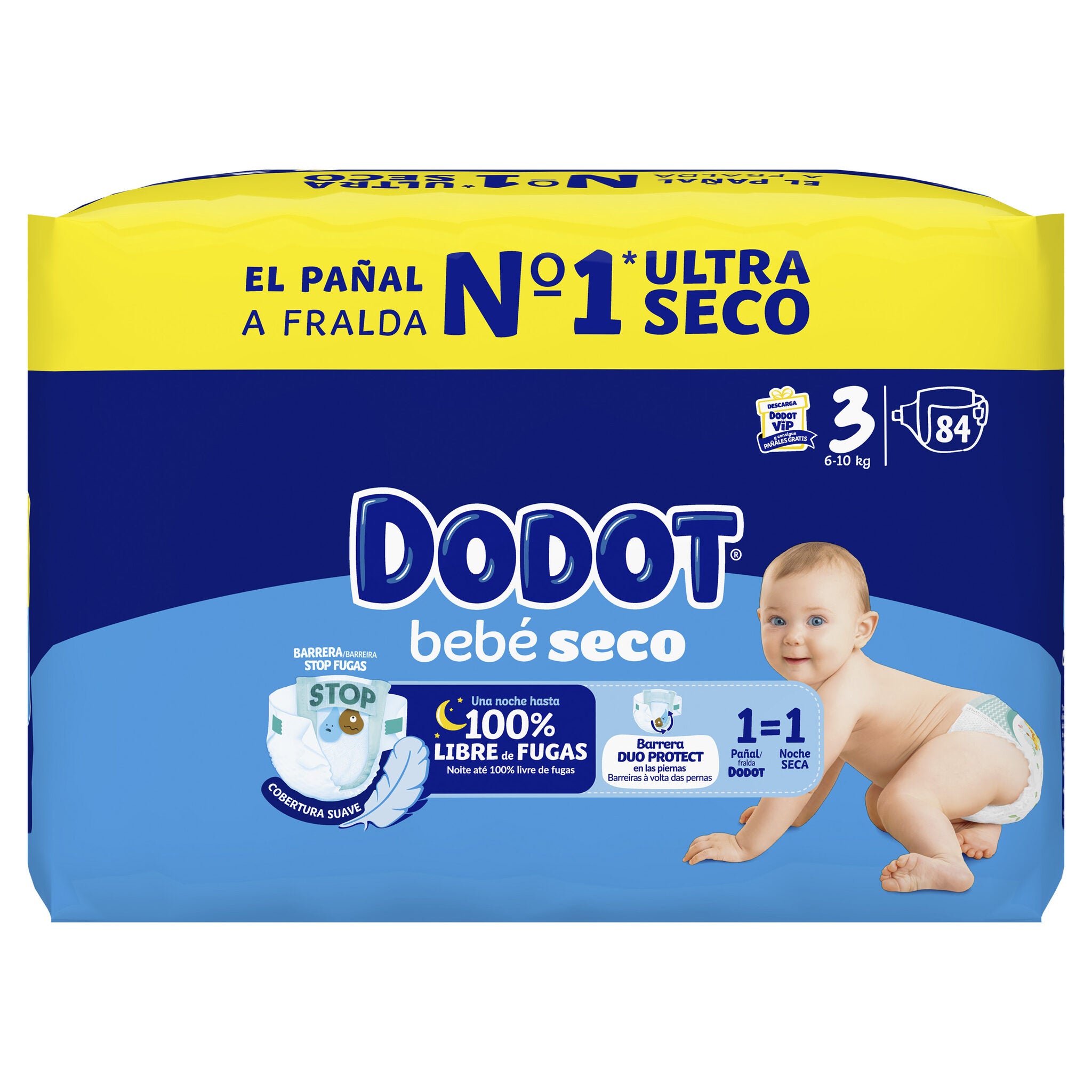 Pañal bebé seco t3 6-10kg Dodot 84u