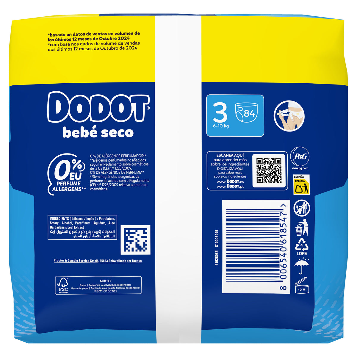 Pañal bebé seco t3 6-10kg Dodot 84u