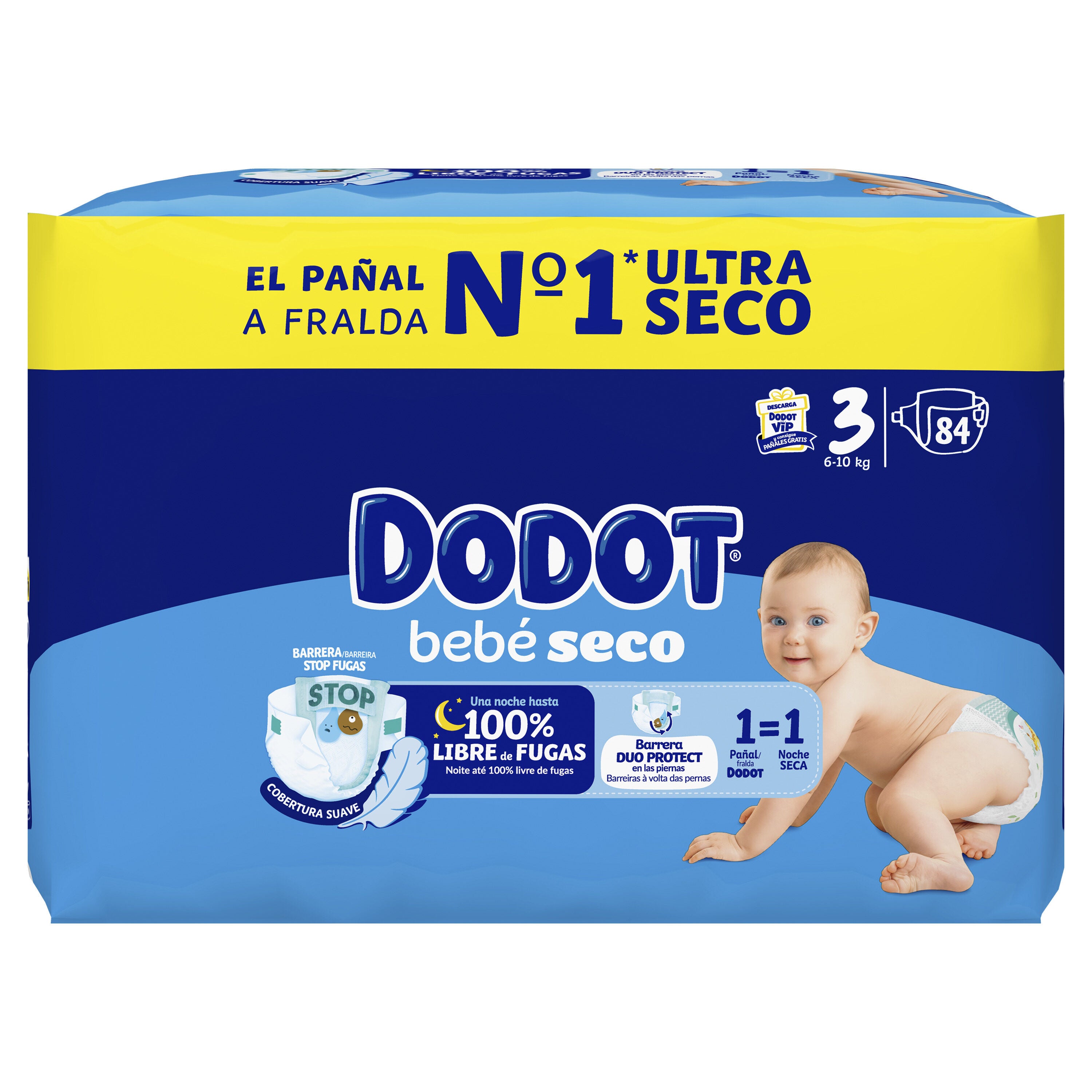 Pañal bebé seco t3 6-10kg Dodot 84u