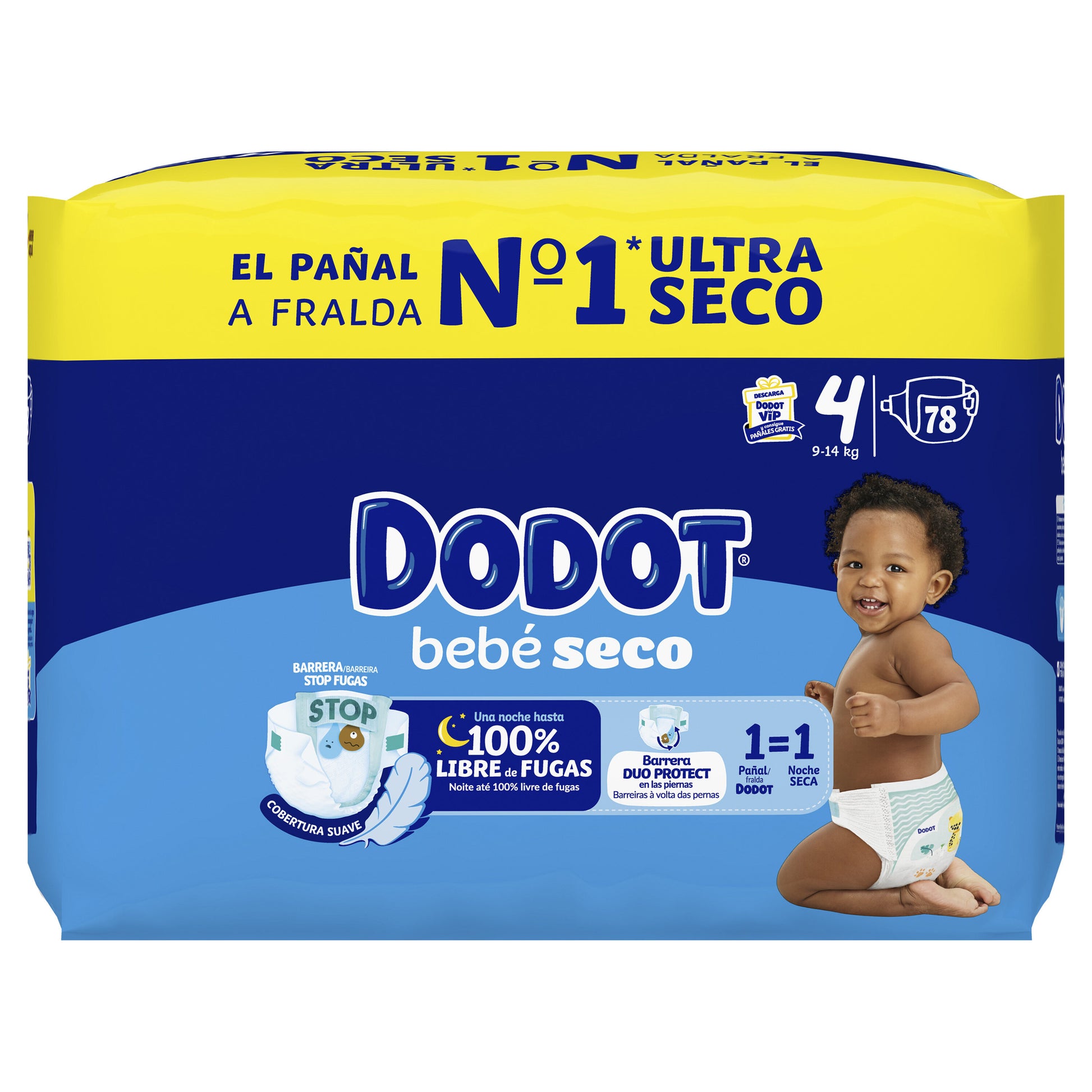 Pañal bebé seco t4 9-14kg Dodot 78u