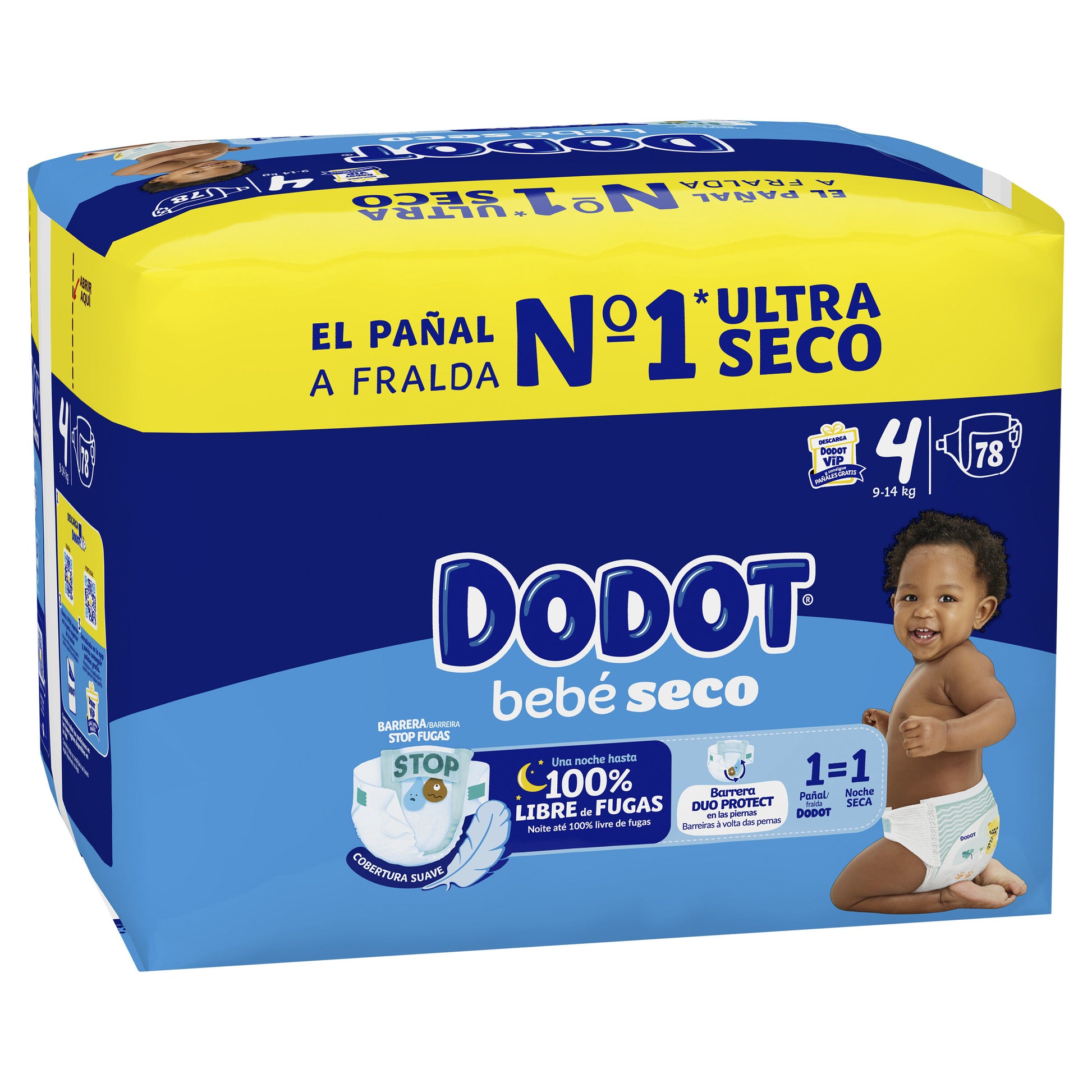 Pañal bebé seco t4 9-14kg Dodot 78u