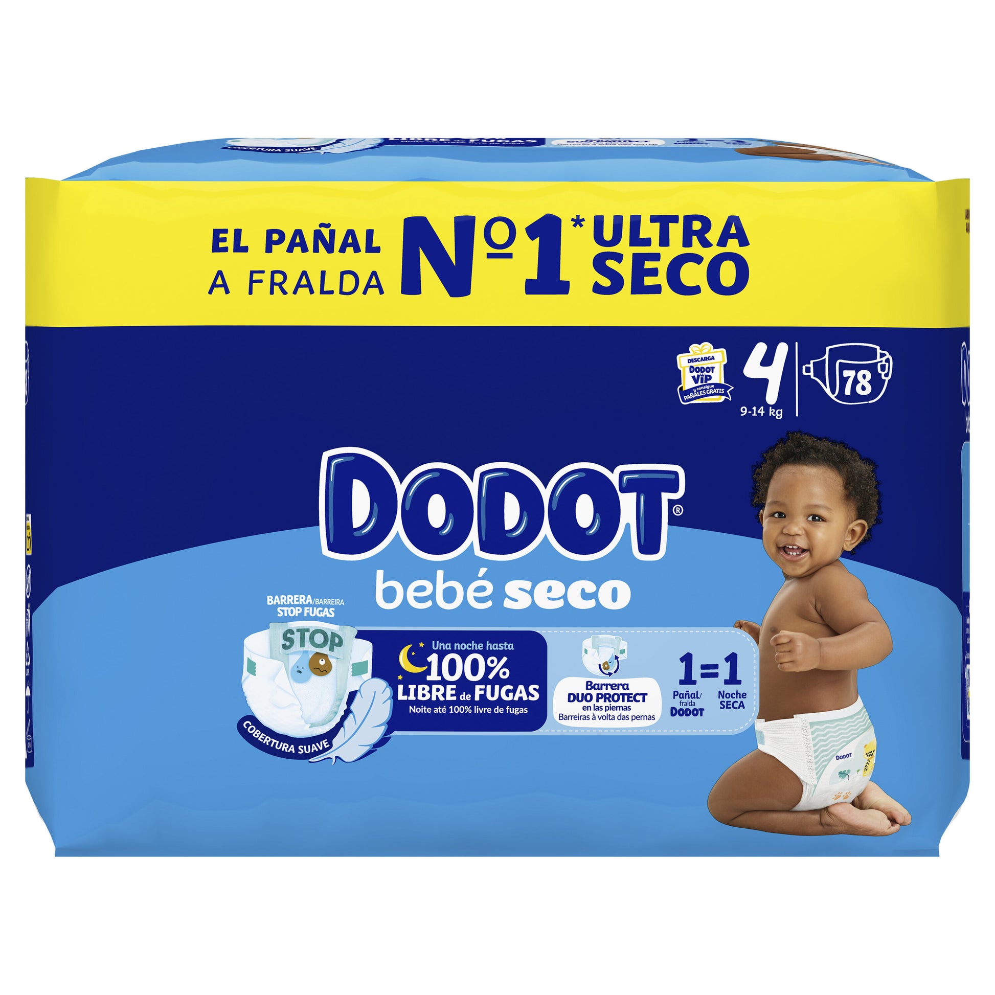 Pañal bebé seco t4 9-14kg Dodot 78u