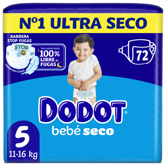 Pañal bebé seco t5 11-16kg Dodot 72u La Despensa