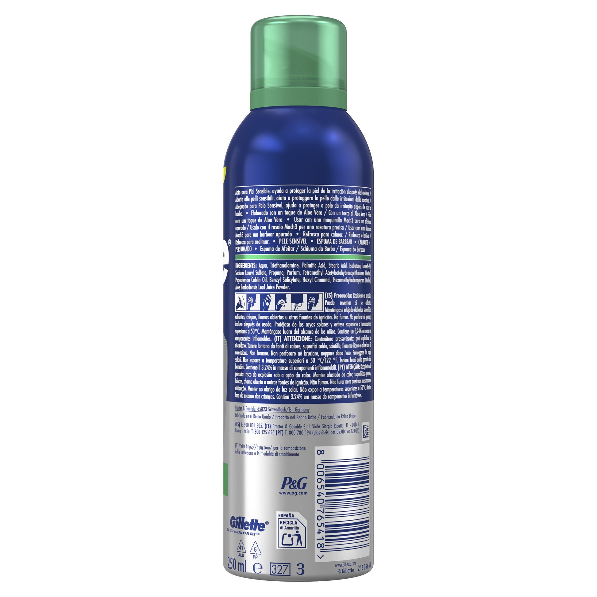 Espuma afeitar piel sensible Gillette series 200+50ml
