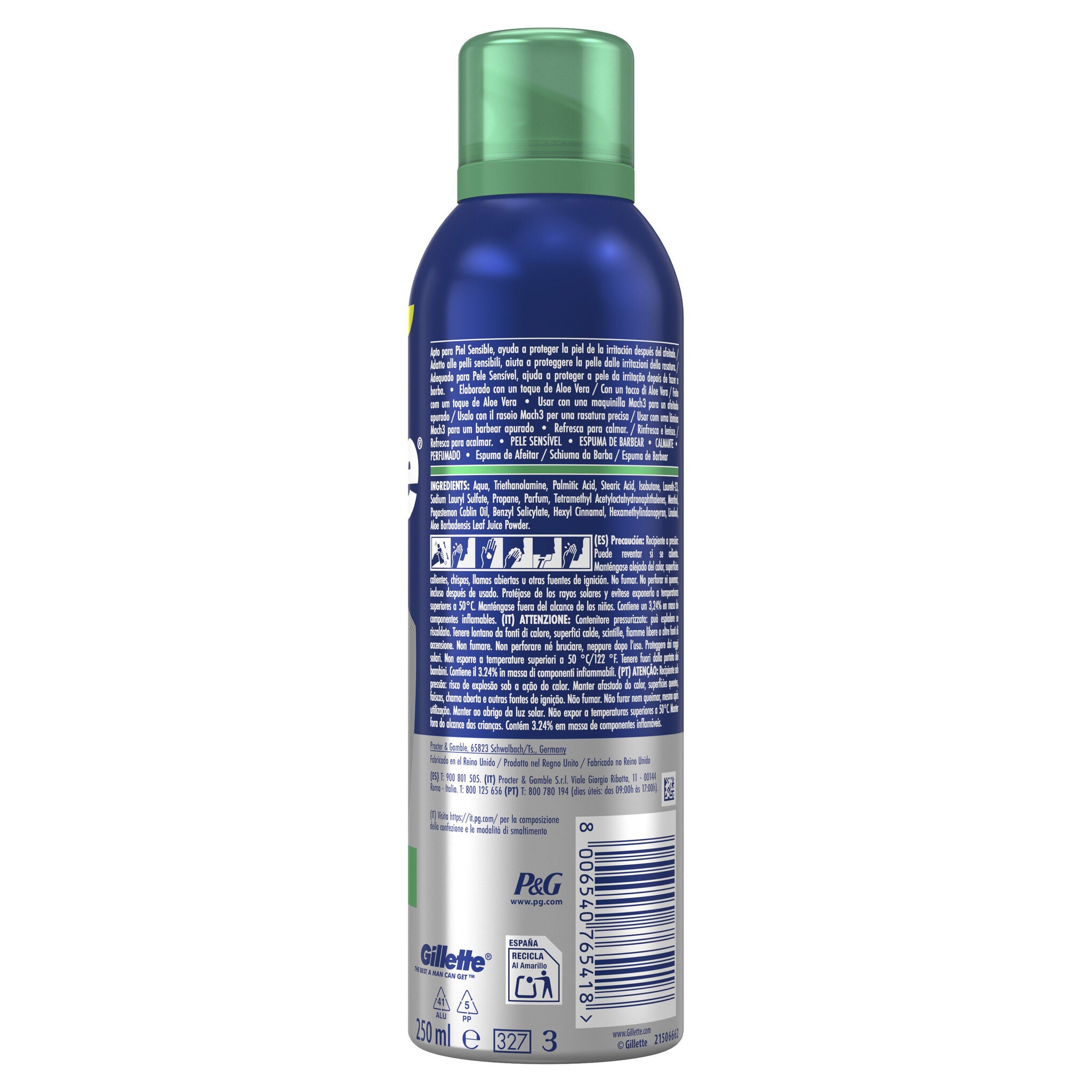 Espuma afeitar piel sensible Gillette series 200+50ml
