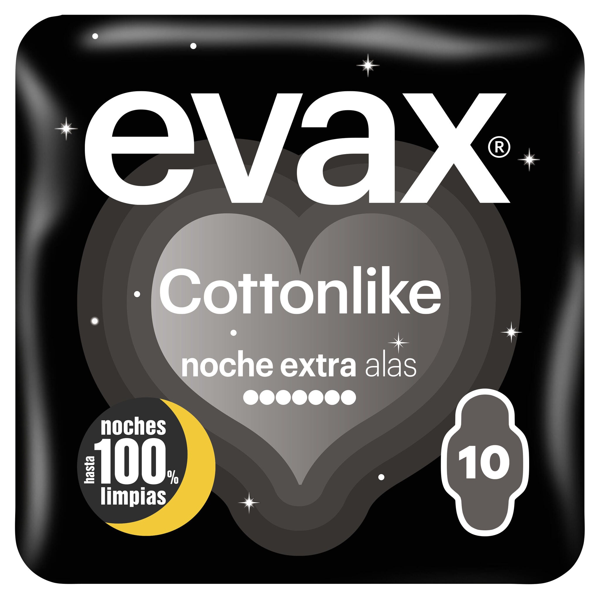 Compresas cotton like noche extra alas Evax 10u