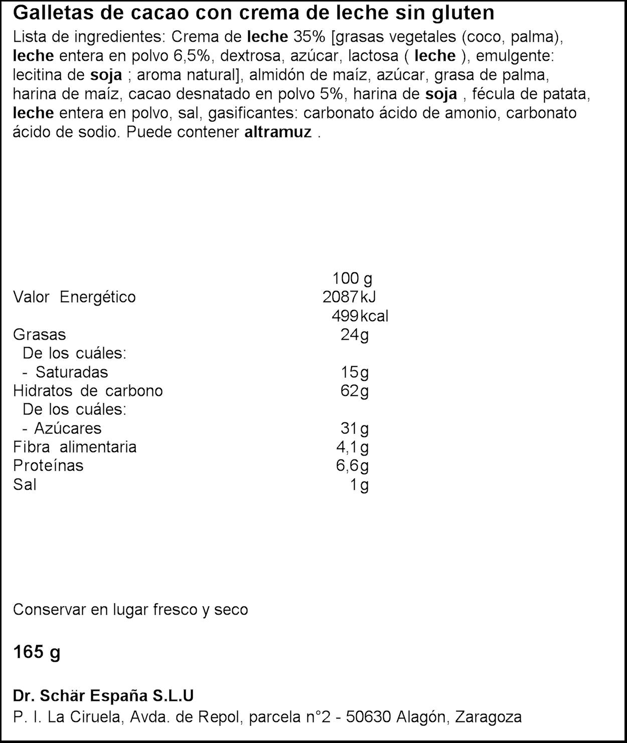 Galleta s/gluten chocolate o's Schär 165g