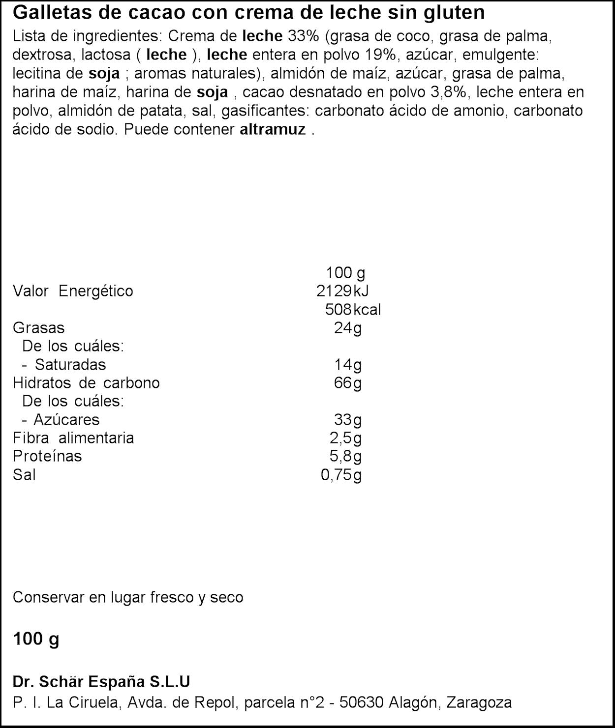 Galleta rellena s/gluten mini sorrisi Schär 100g