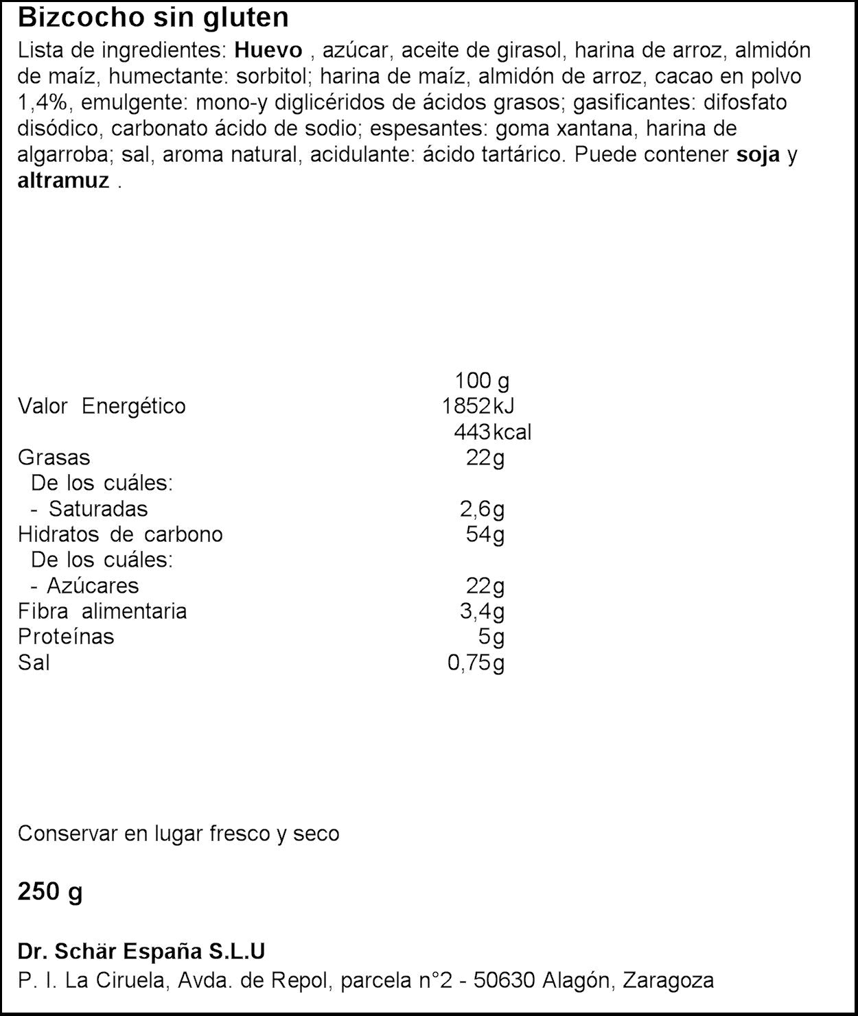 Bizcocho s/gluten marmolado Schär 250g