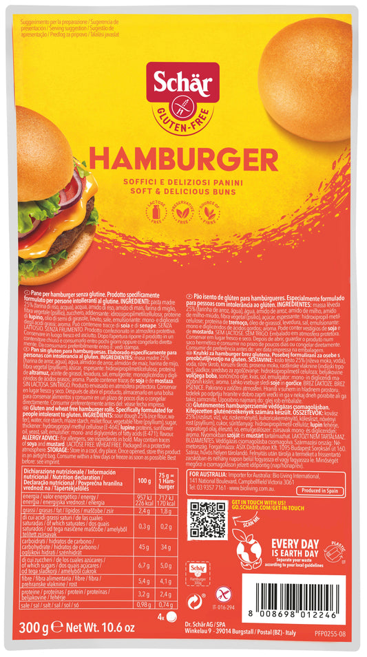 Pan de hamburguesa s/gluten Schär p4 75g/u La Despensa