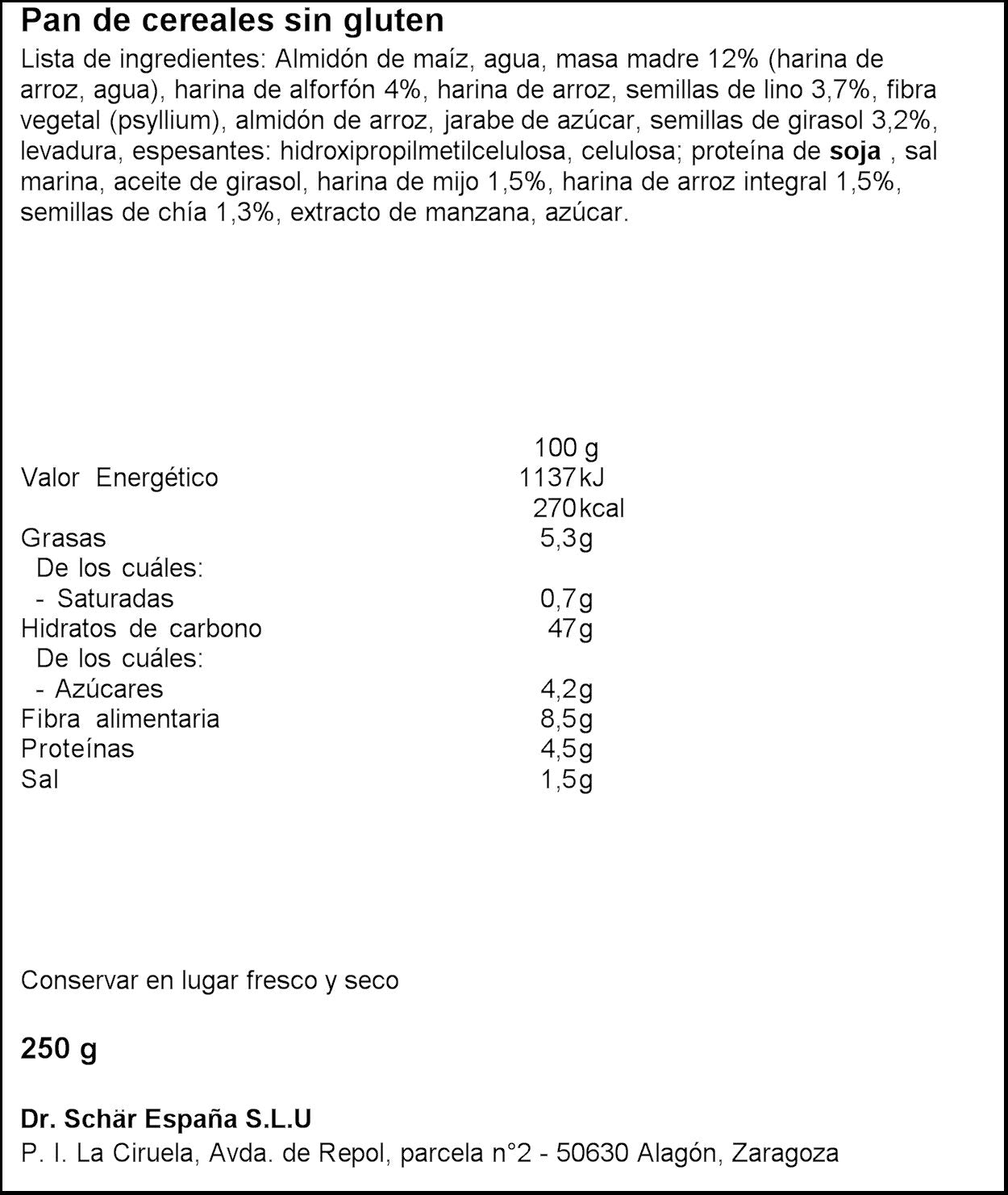 Pan s/gluten Schär 250g