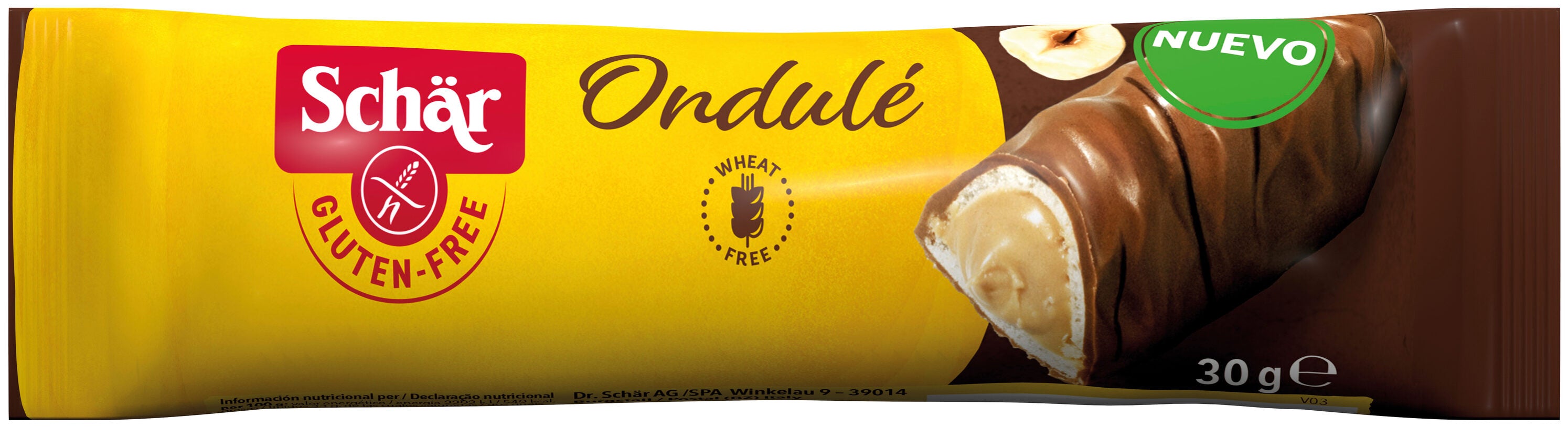 Galleta barquillo choco avellana s/gluten Schär 30g