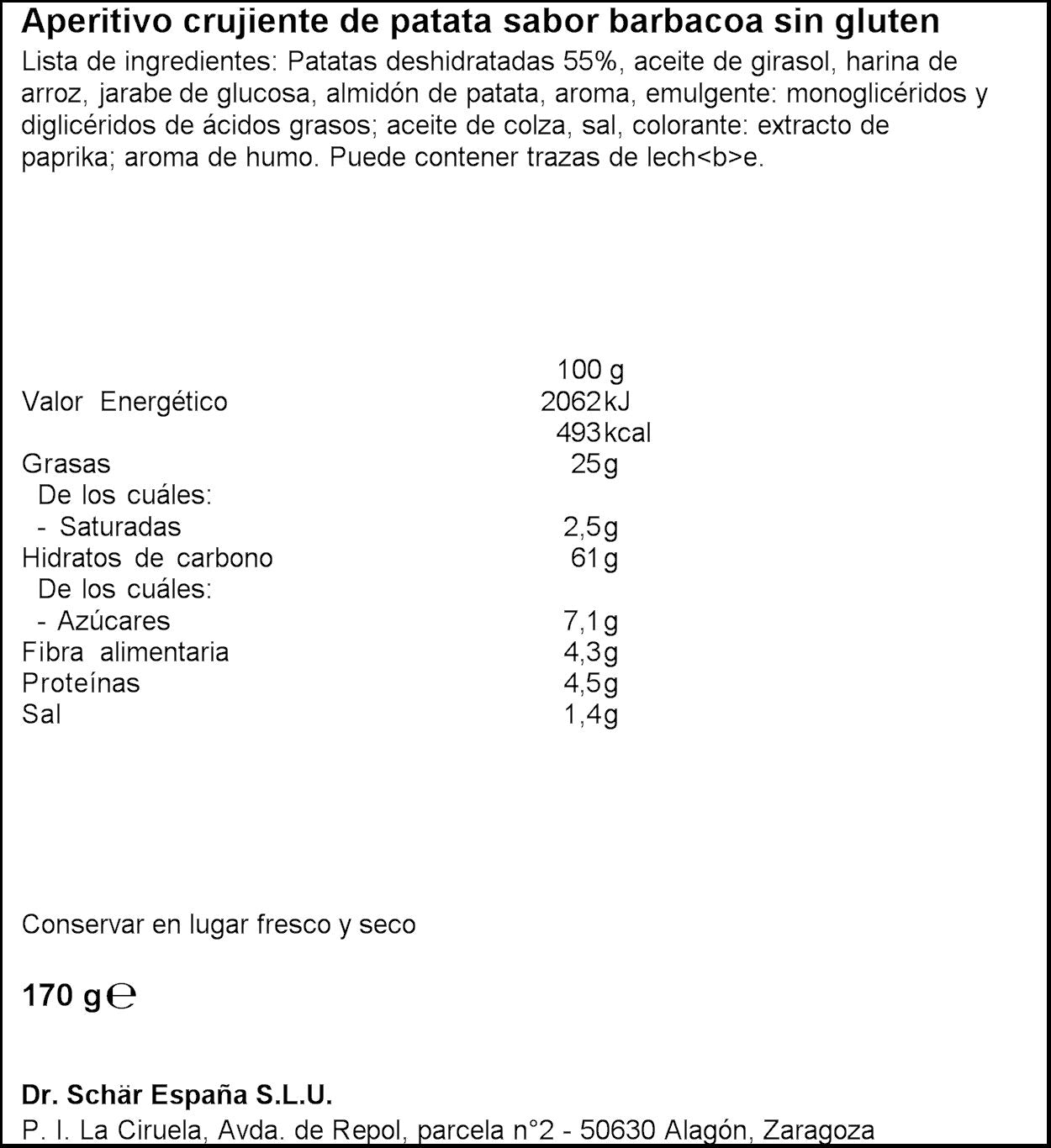 Curvies bbq s/ gluten Schär 170g
