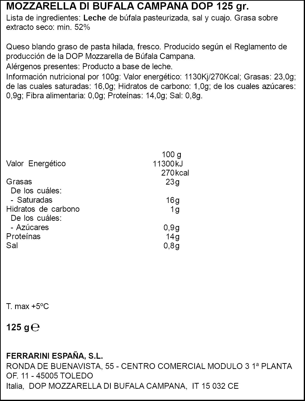 Mozzarella bufala dop Ferrarini 125g