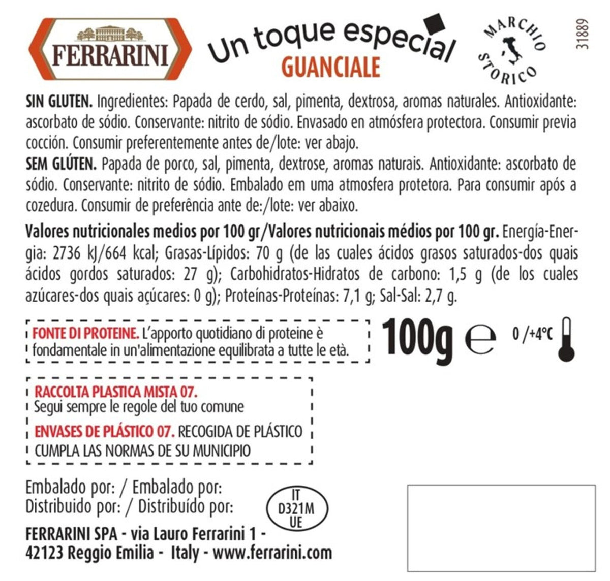Guanciale petalos Ferrarini 100g