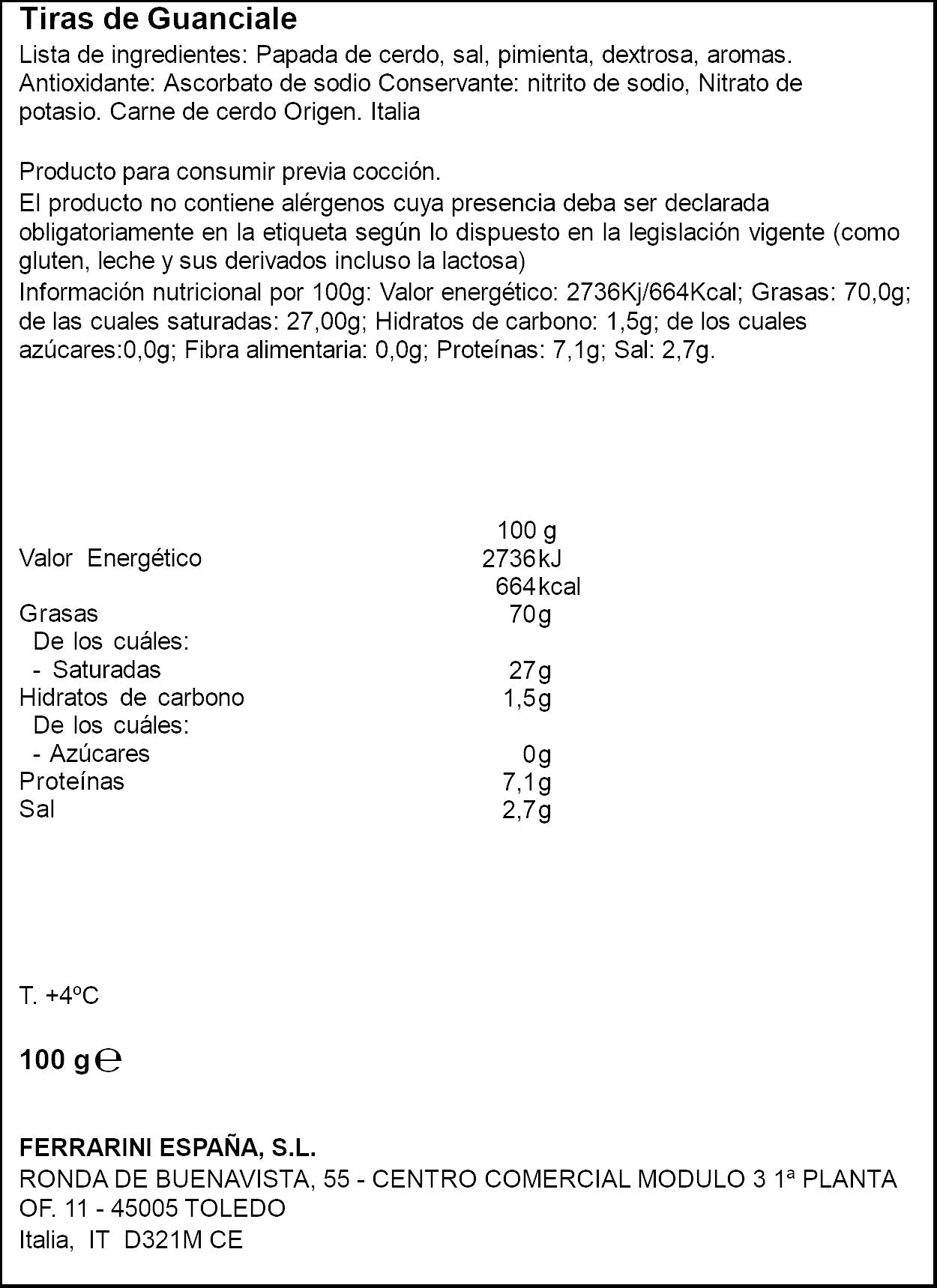 Guanciale petalos Ferrarini 100g