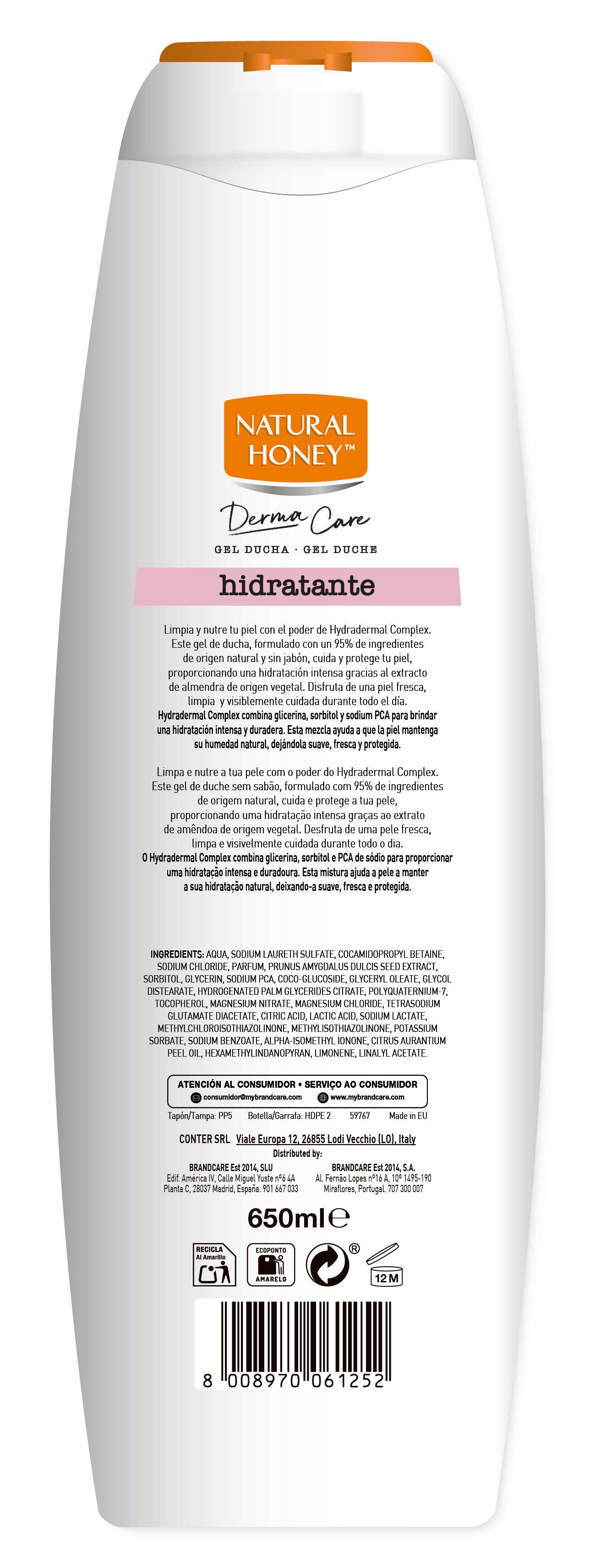 Gel ducha hidratante Natural honey 650ml