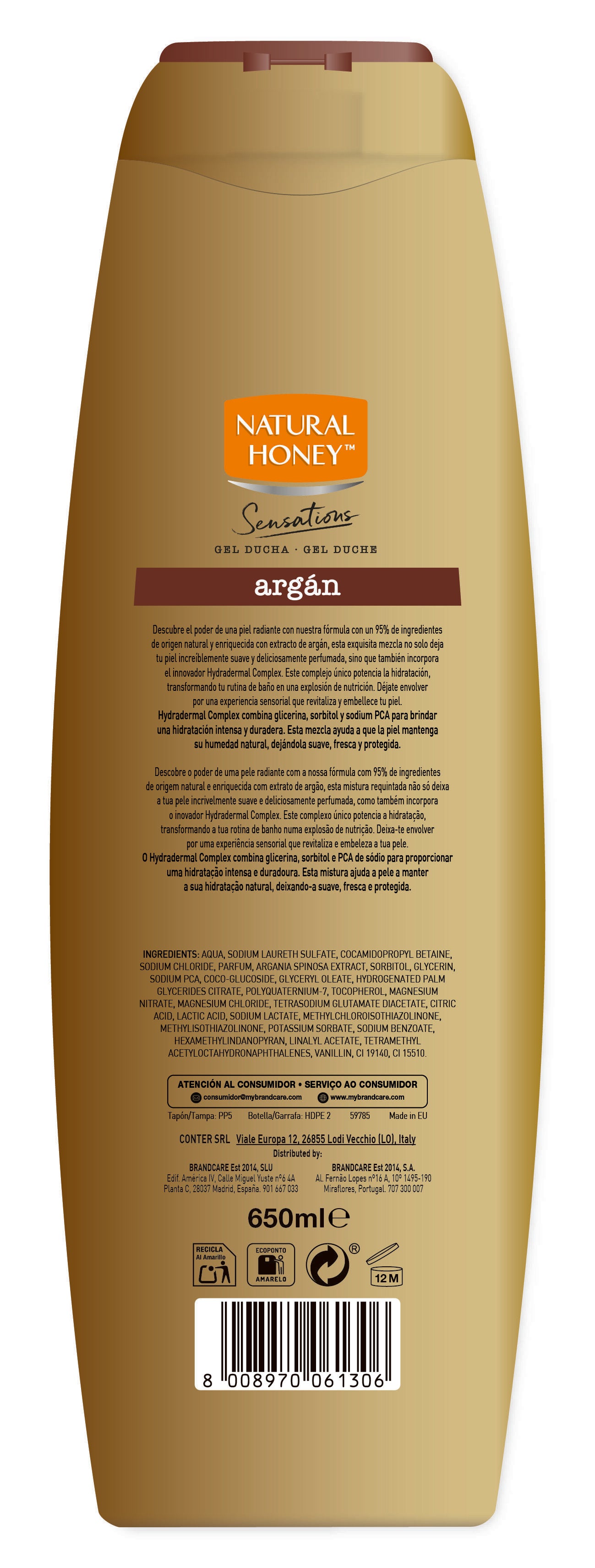 Gel ducha argan Natural honey 650ml