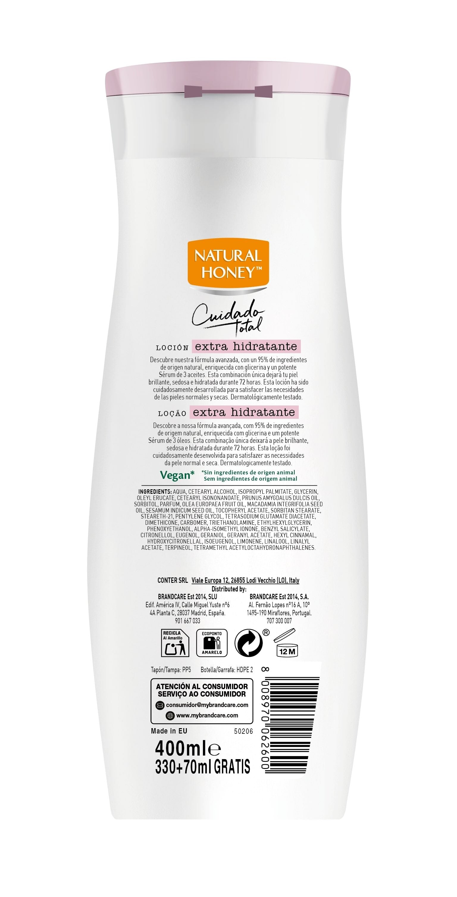 Locion corporal extra hidratante Natural honey 400ml