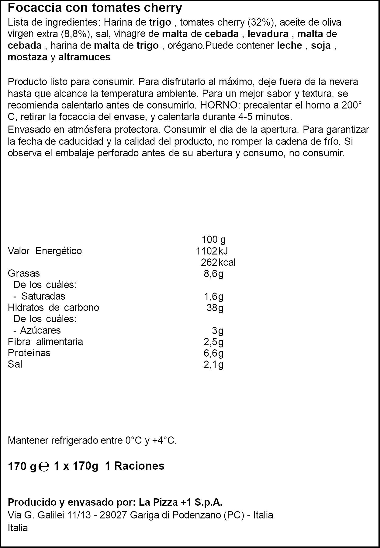 Focaccia c/tomate Forno Ludovico 170g