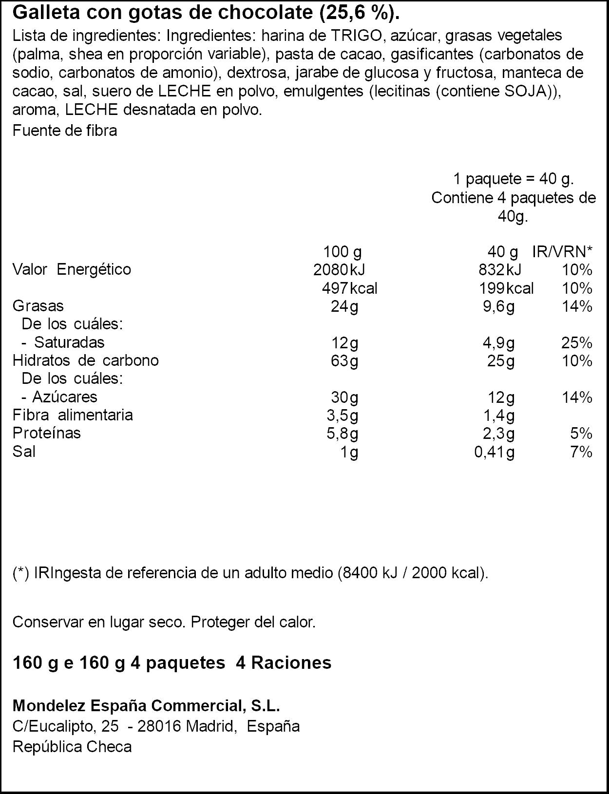 Galleta c/pepitas chocolate mini chips-ahoy p4 40g/u