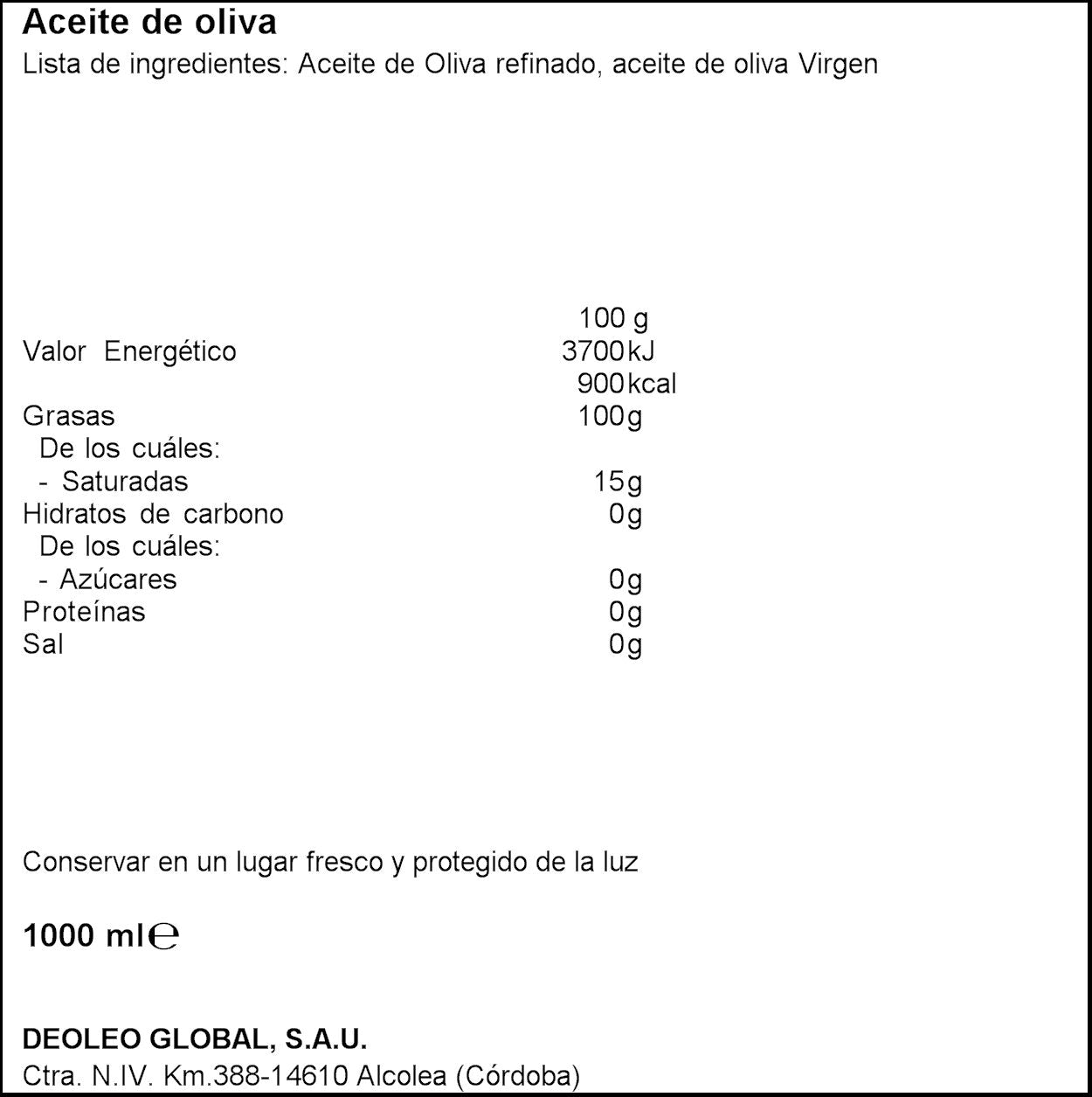 Aceite oliva sabor 1º pet Carbonell 1l