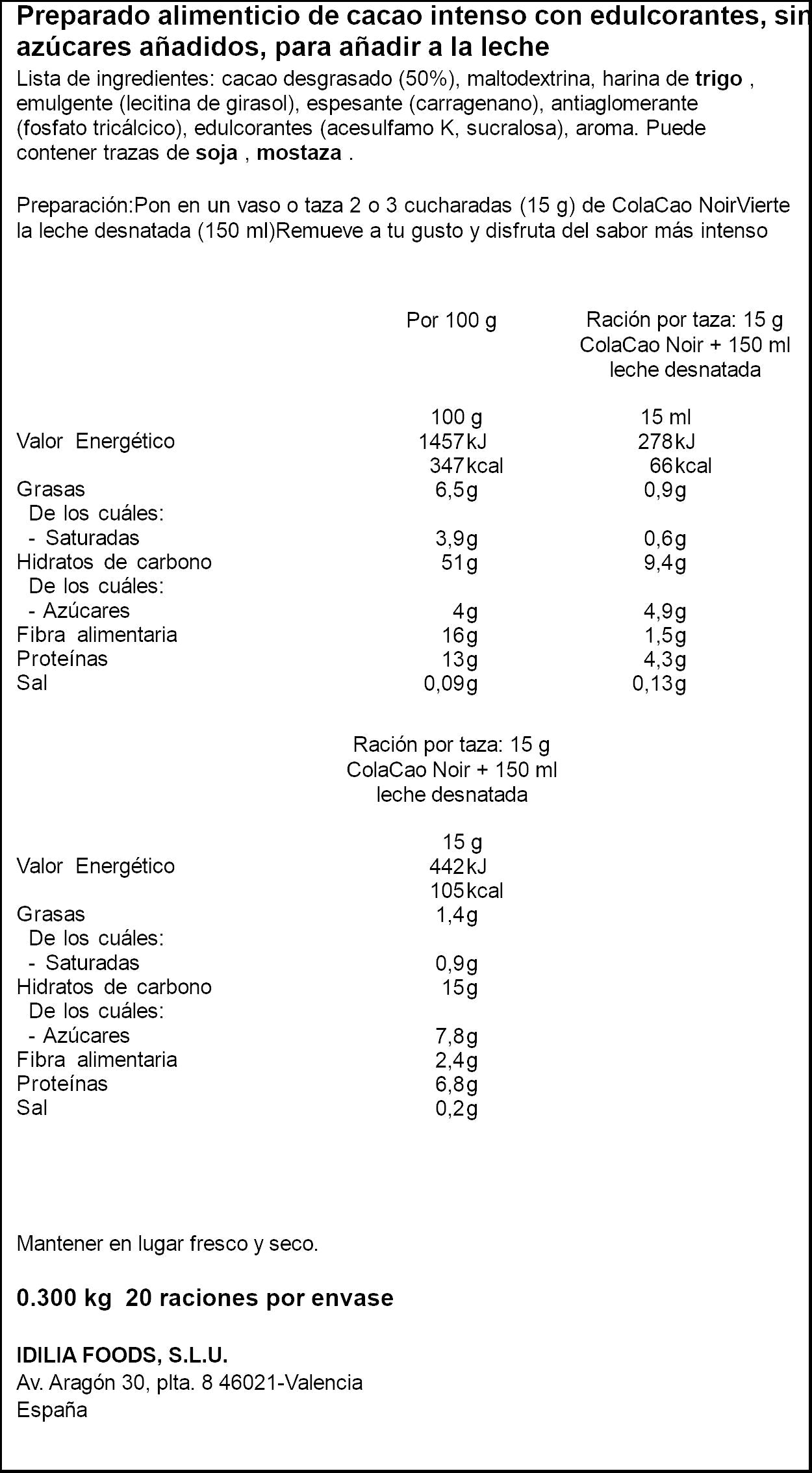 Cacao soluble noir cola cao 300g