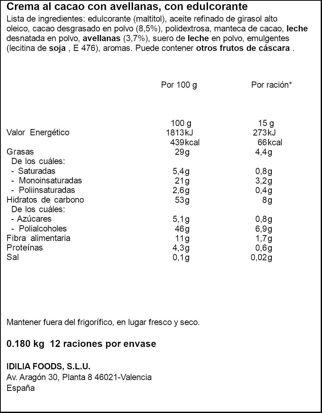Crema cacao 0% s/azúcar original Nocilla 190g