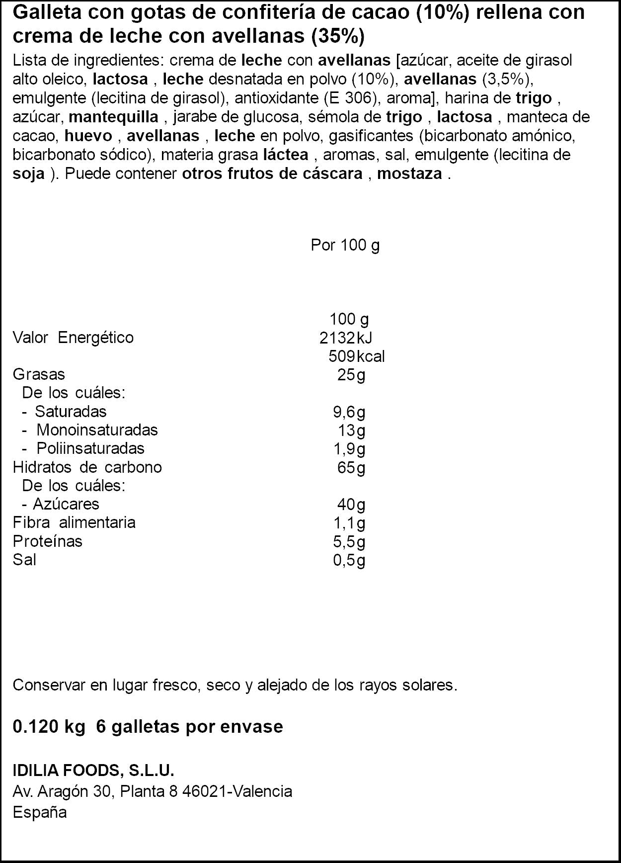 Galleta rellena crema cacao blanco Nocilla p6 120g