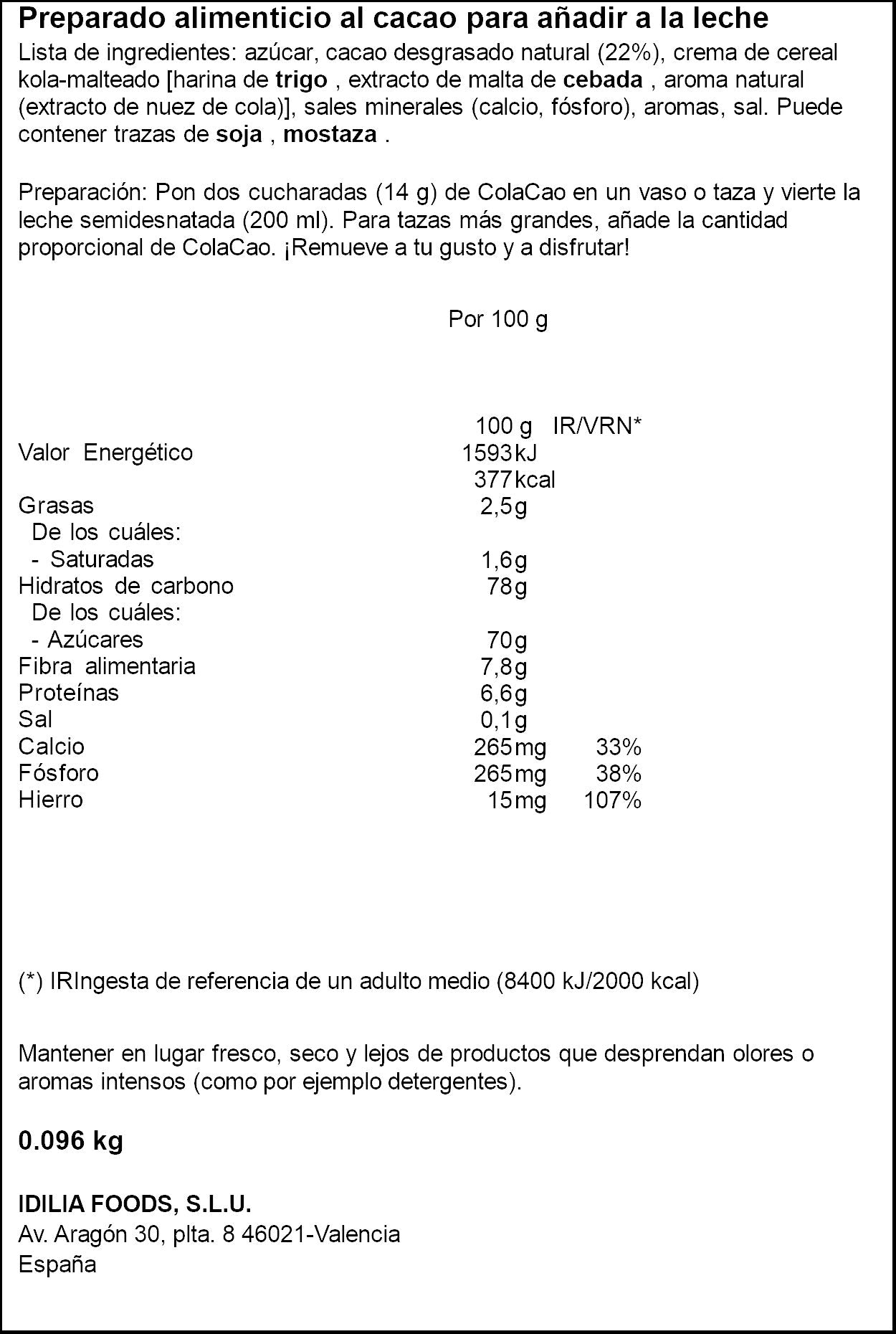 Cacao soluble sobres Colacao p6 16g/u
