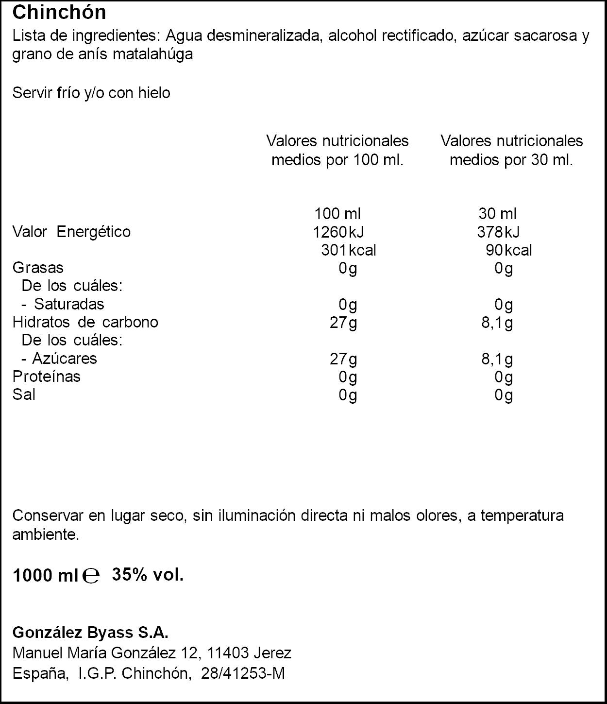 Anis dulce Chinchon 1l