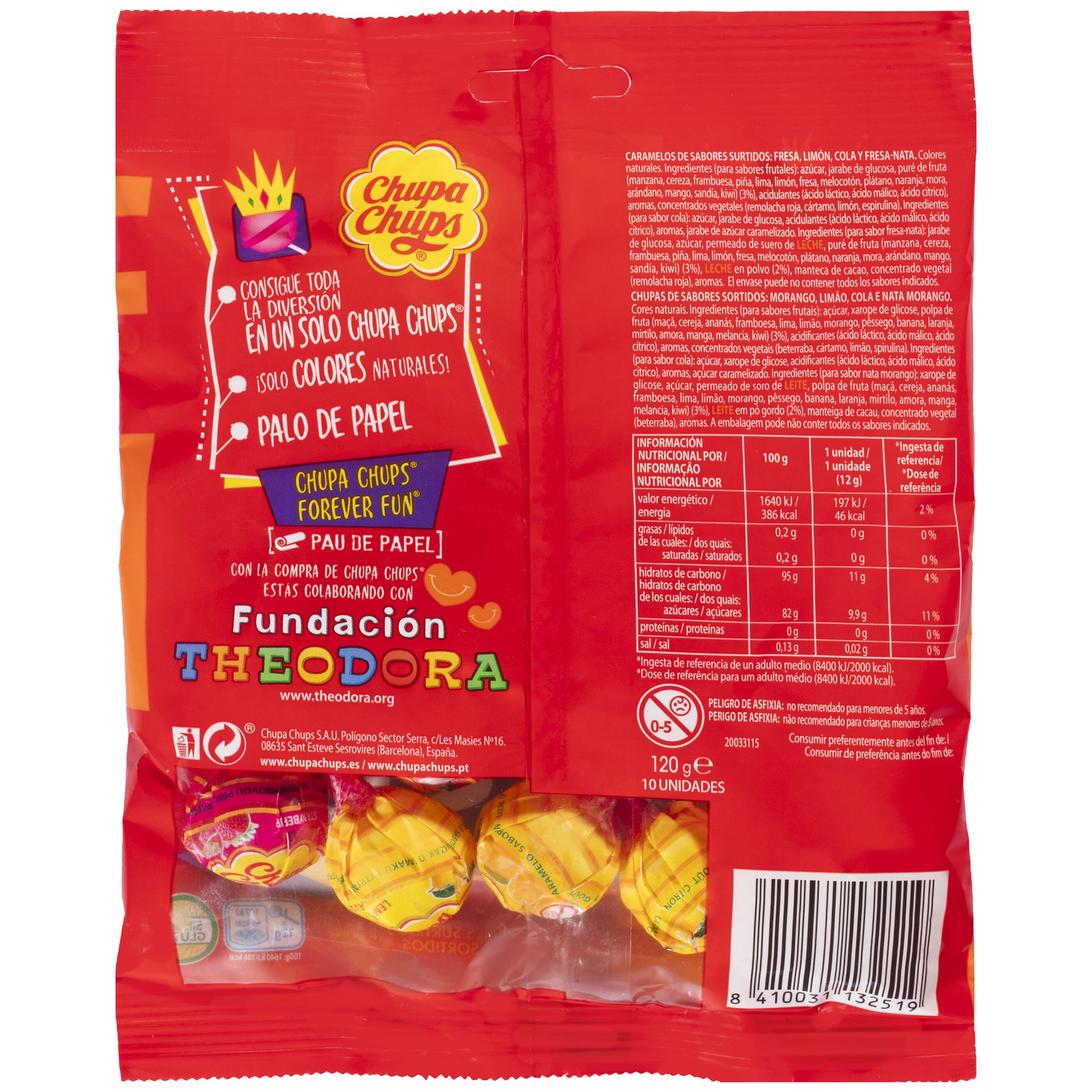 Caramelo con palo sabores Chupa chups p10 120g