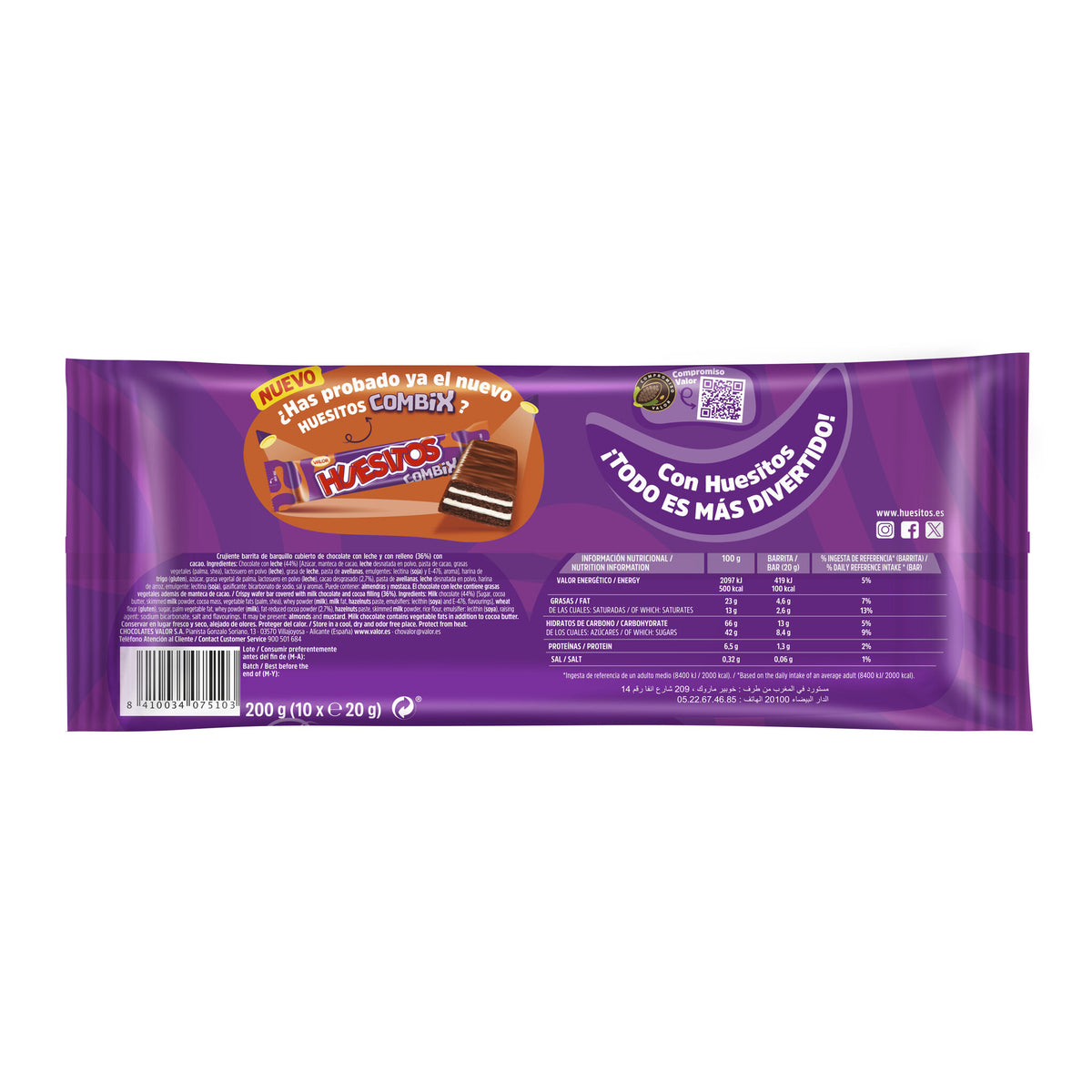 Chocolatina c/ galleta Huesitos p10 20g/u