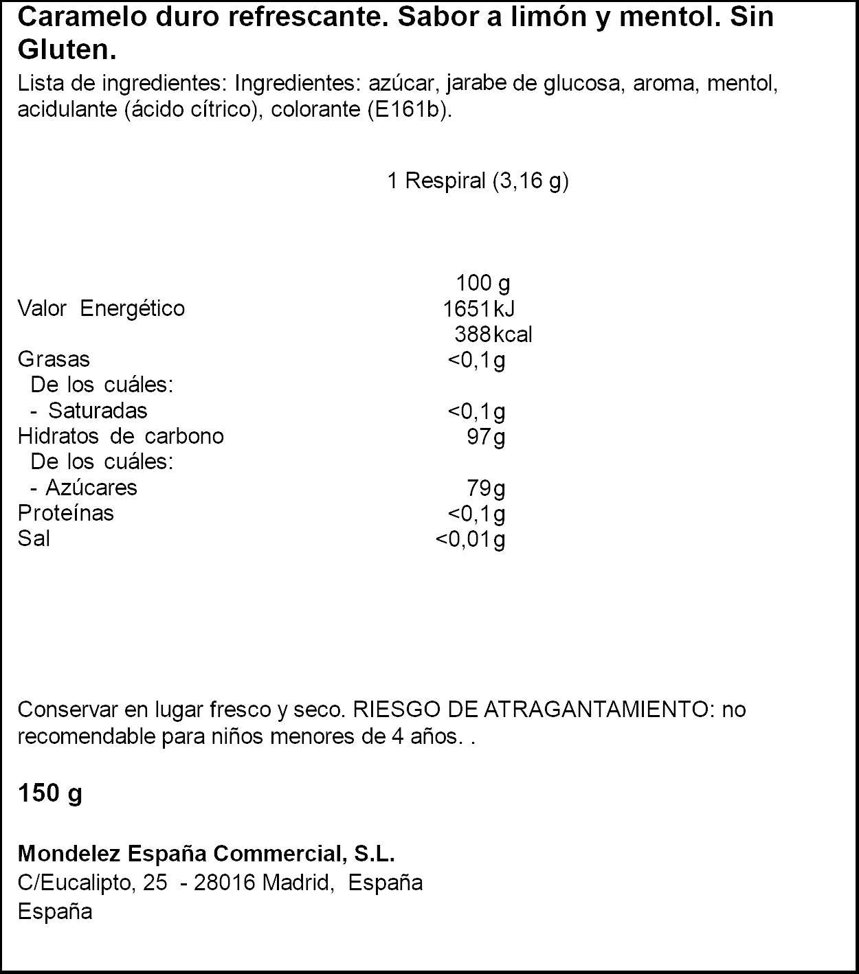 Caramelo limón Respiral 150g