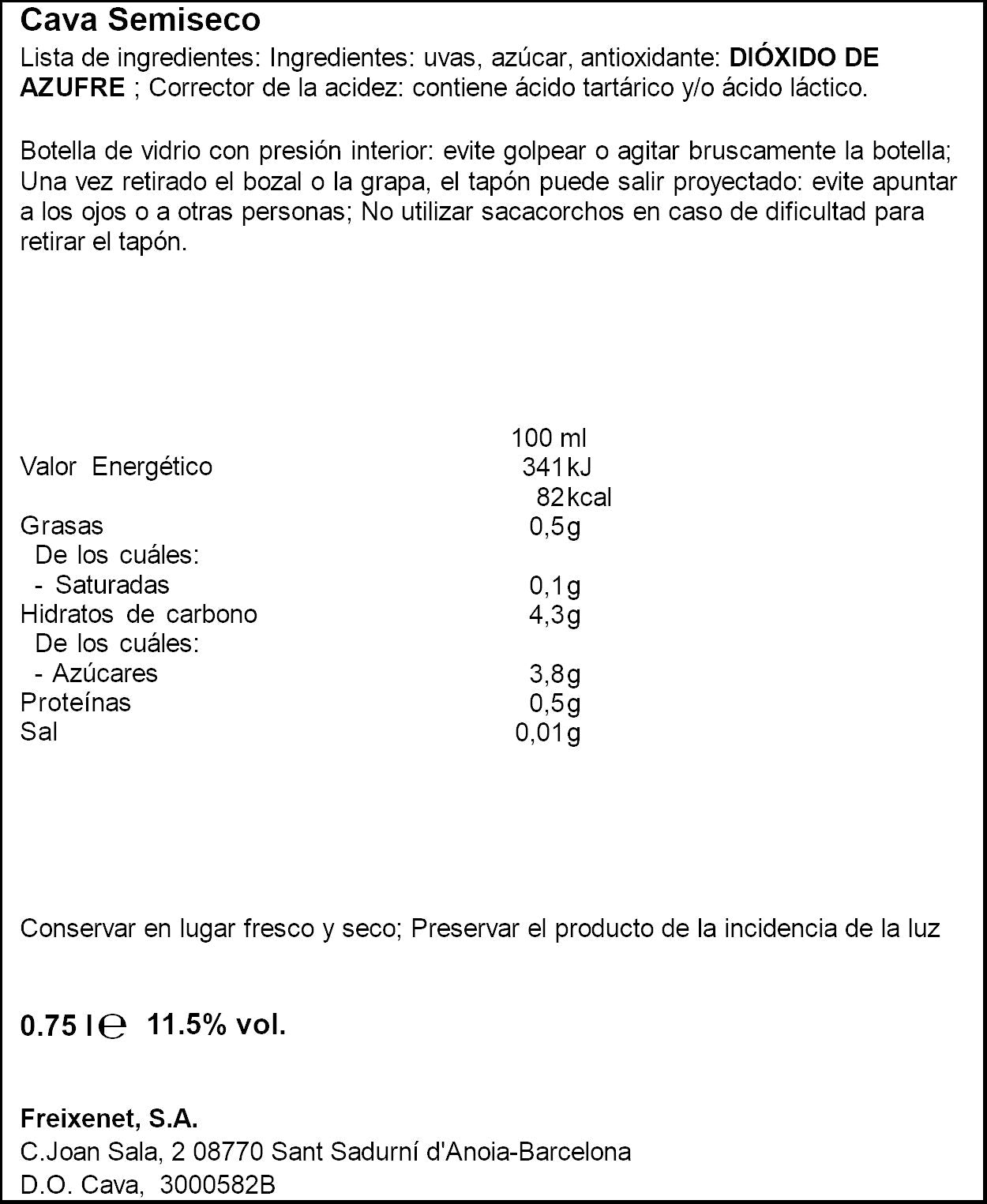 Cava reserva carta nevada Freixenet 750ml