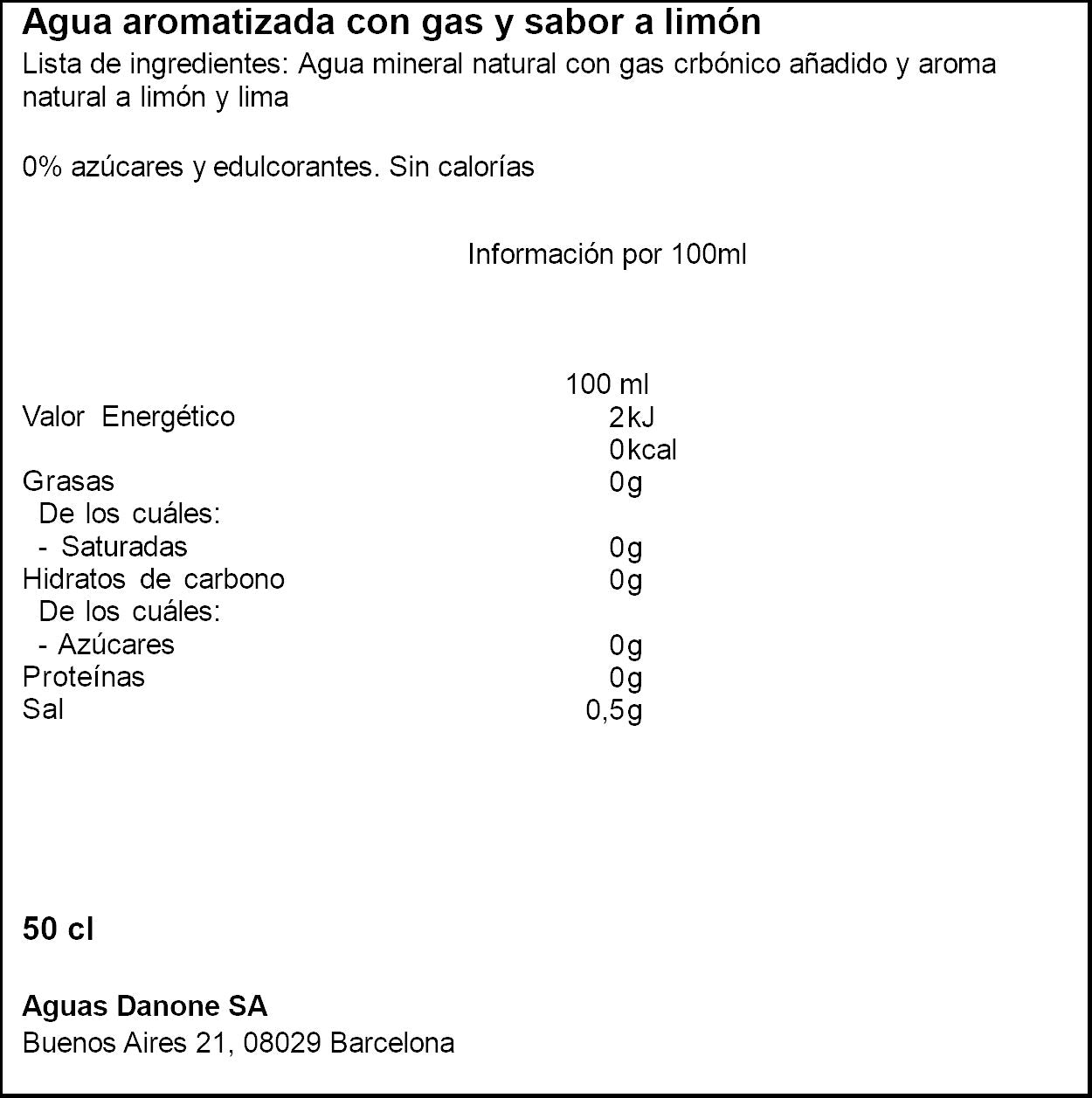 Agua con gas sabor limón Fonter 500ml