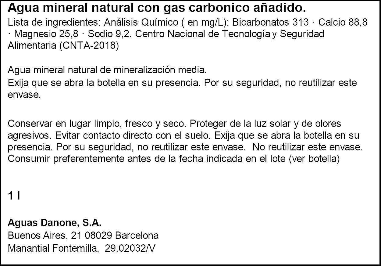 Agua mineral c/gas Fonter 1l