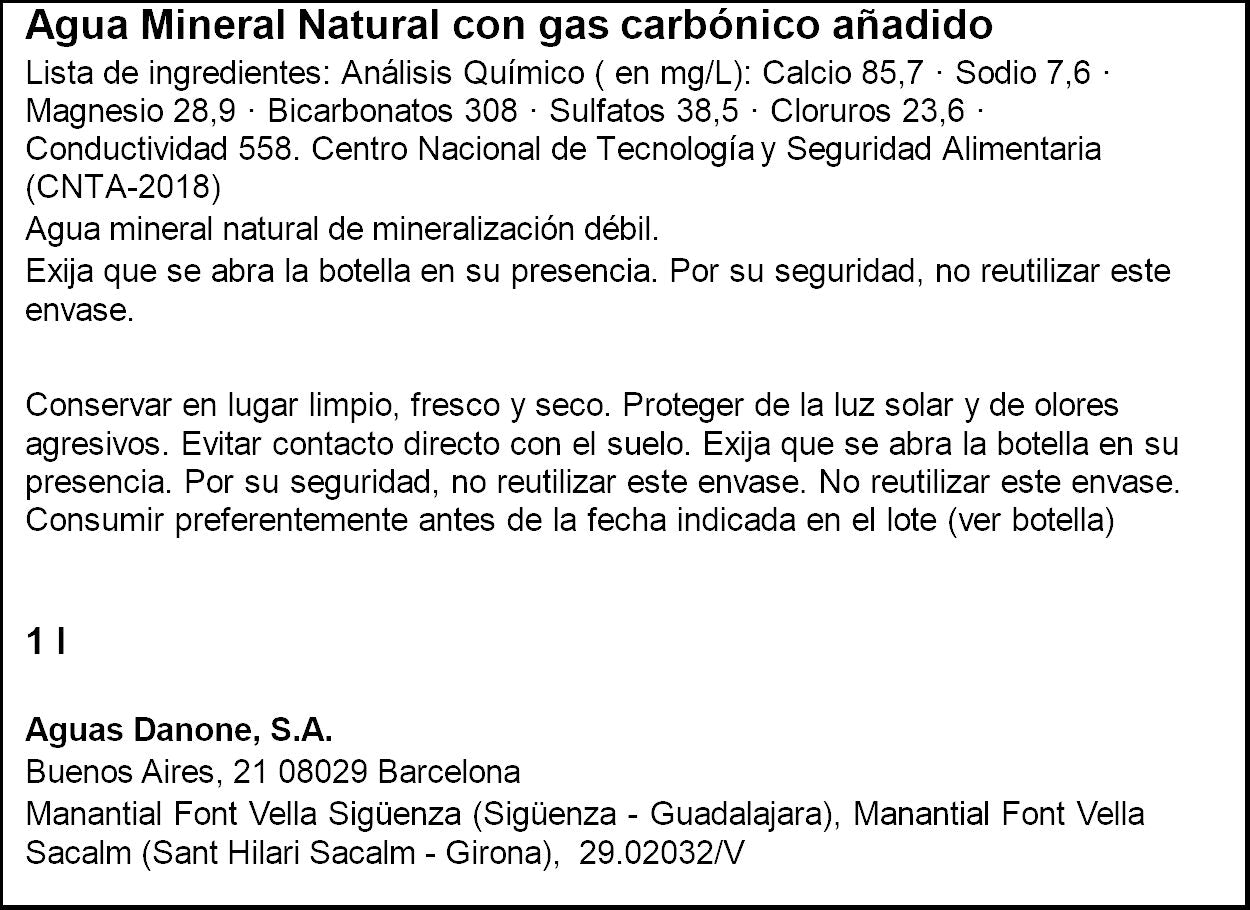 Agua con gas Fontvella 1l
