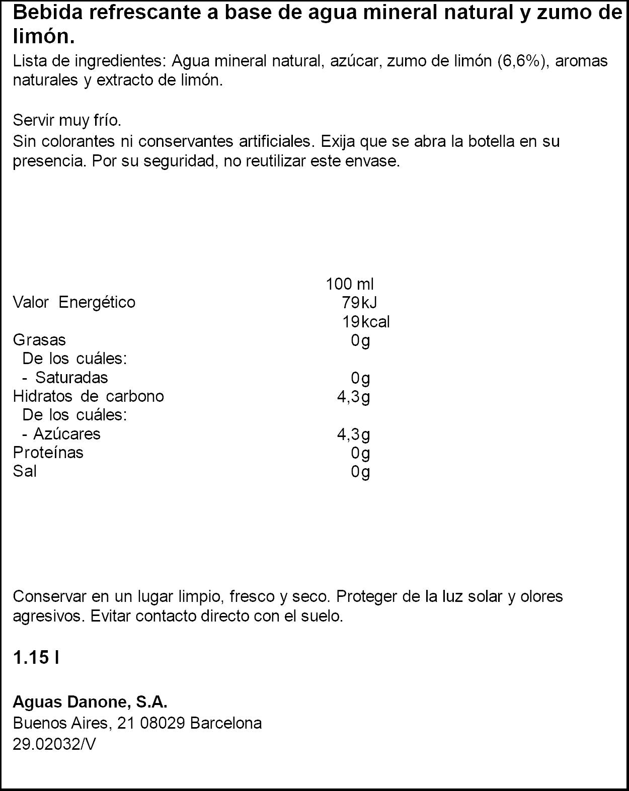 Agua mineral c/zumo limón Fontvella 1.15l