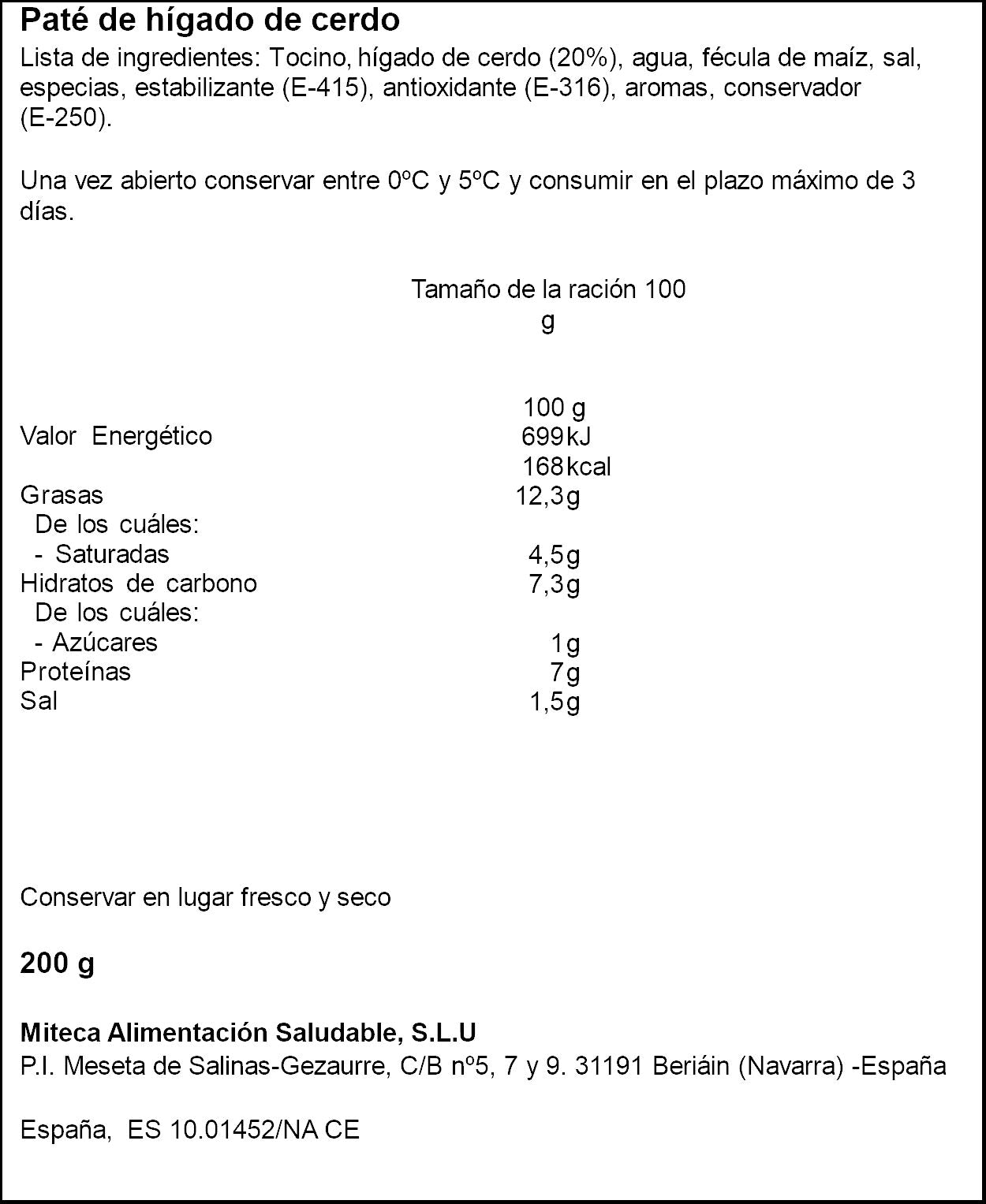 Pate higado de cerdo Pamplonica 200g