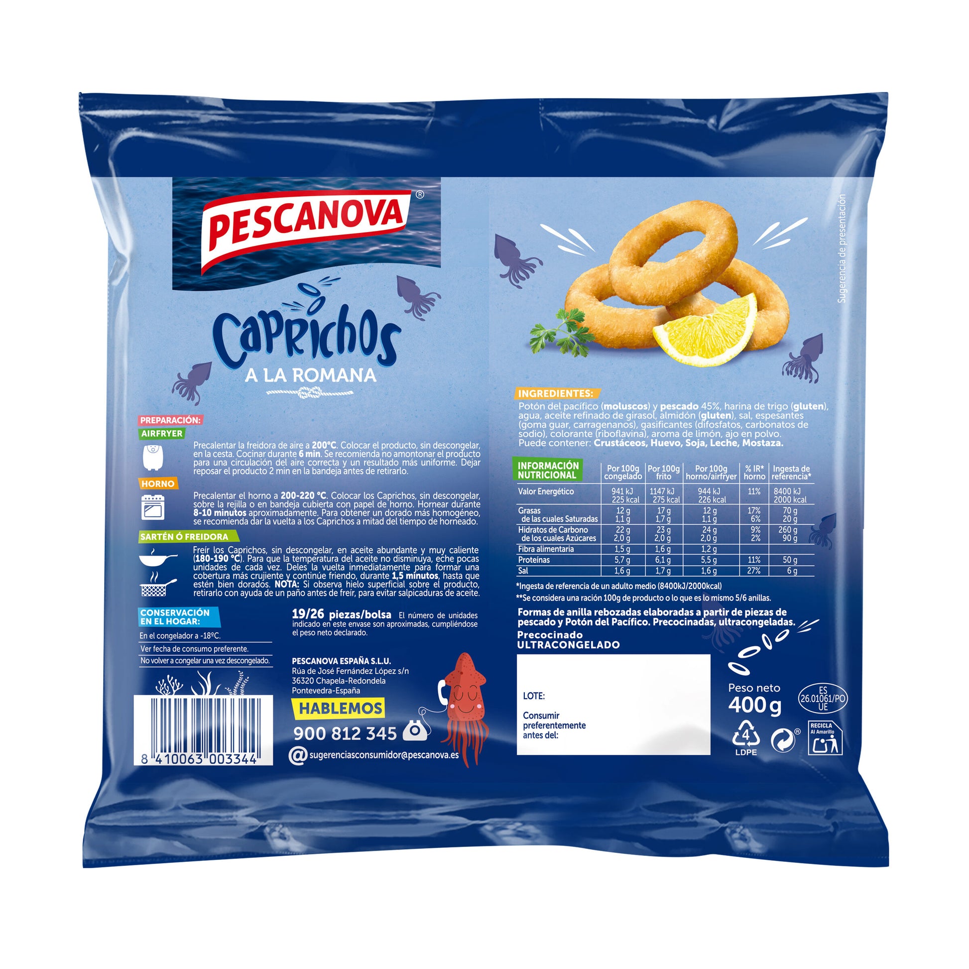 Calamares capricho a la romana Pescanova 400g