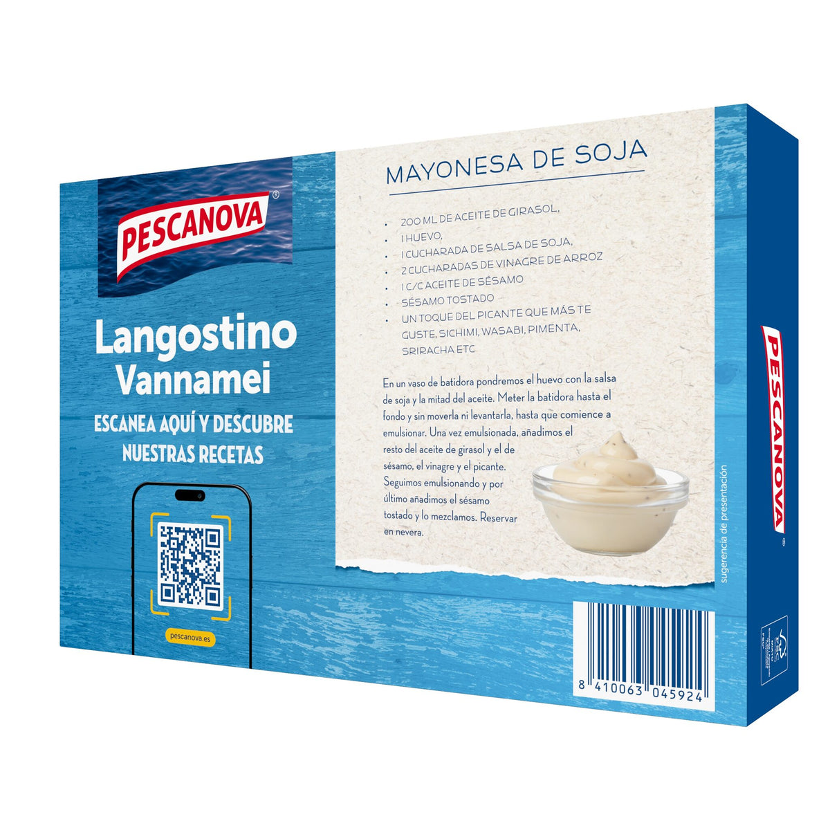 Langostino cocido vanamei 24/40 estuche Pescanova 800g